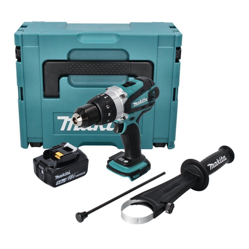 Thumbnail - Makita Schlagbohrmaschine DHP 458 T1J Akku Schlagbohrschrauber 18 V 91 Nm + 1x Akku 5,0 Ah + Ma