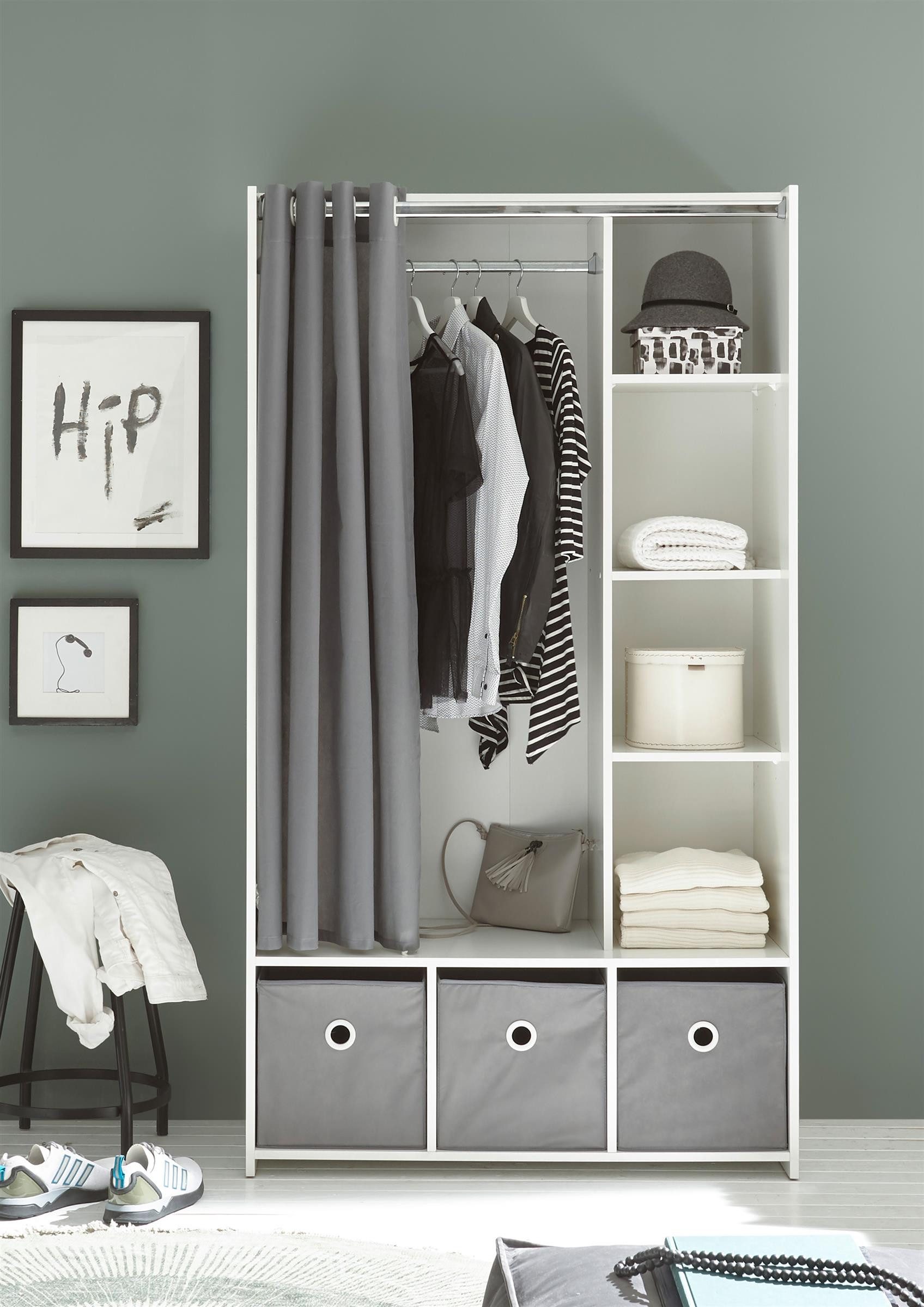 Schlafkontor Kleiderschrank "Jenke mit Stoffvorhang" Allzweckkleiderschrank günstig online kaufen