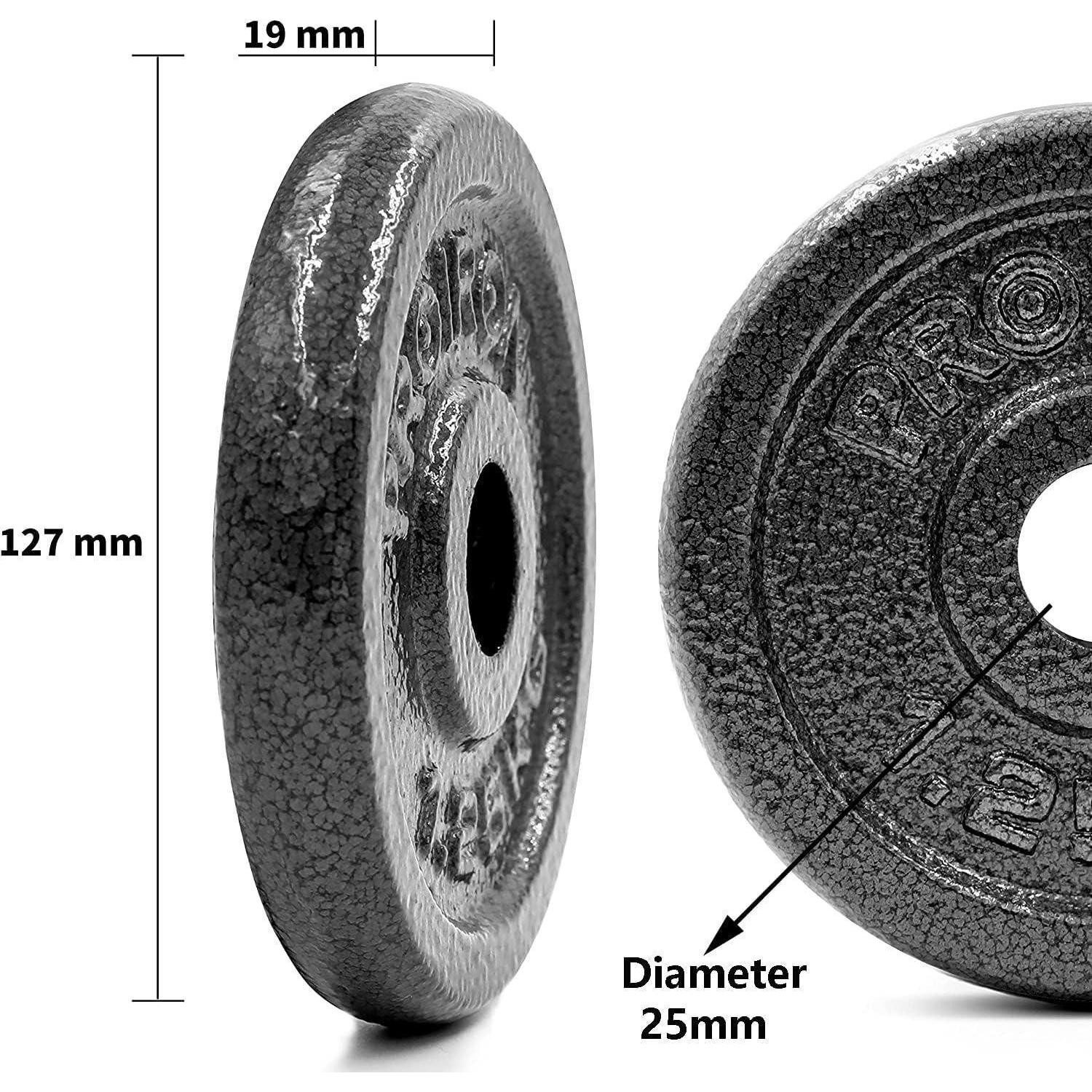 PROIRON Hantelscheiben Hantelscheiben-Set Gusseisen 1,25 2,5 5 10 kg für 25 mm Stange
