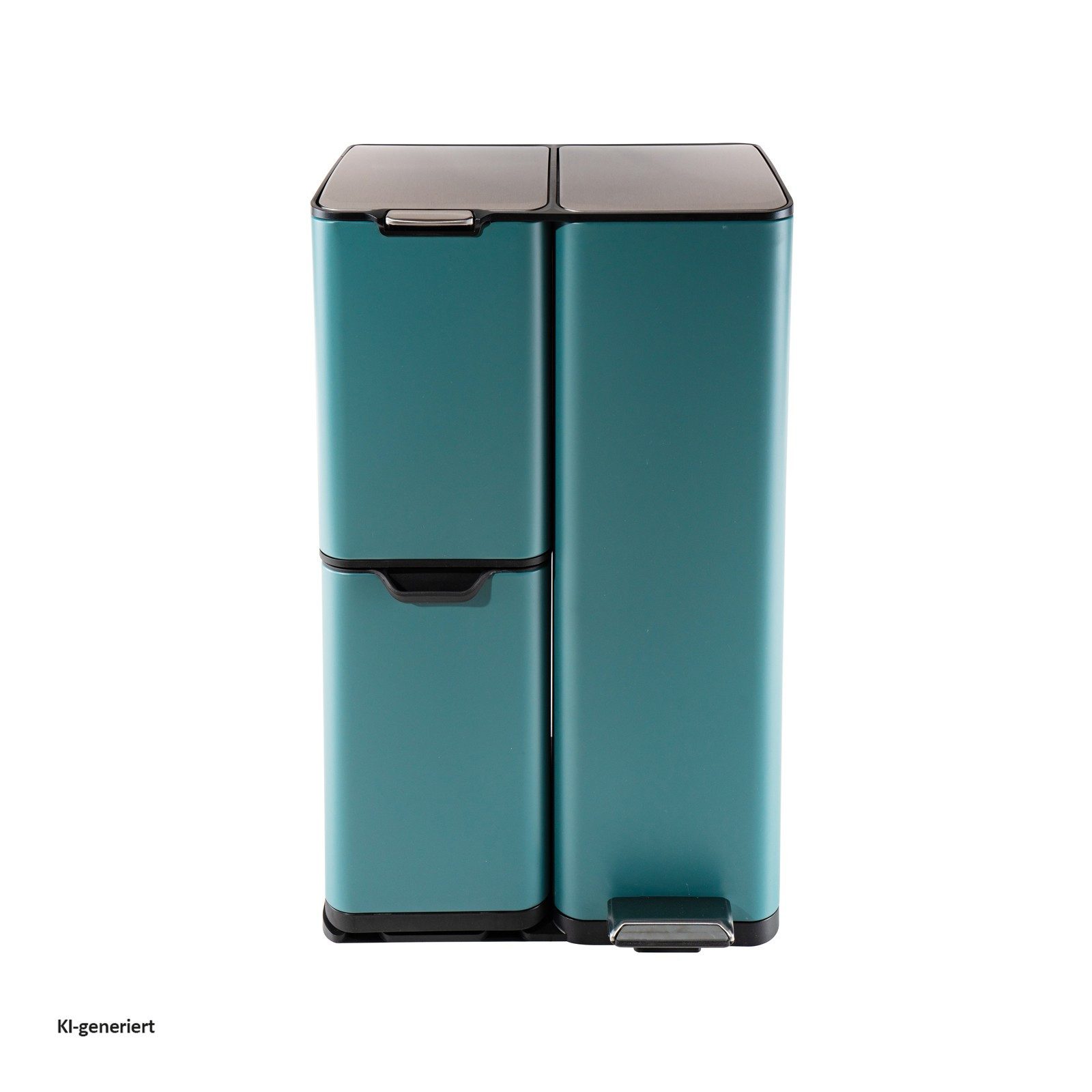 HTI-Living Mülltrennsystem Mülltrennsystem Jannik 60 Liter Türkis, Mülleimer Edelstahl mit 3 Behältern