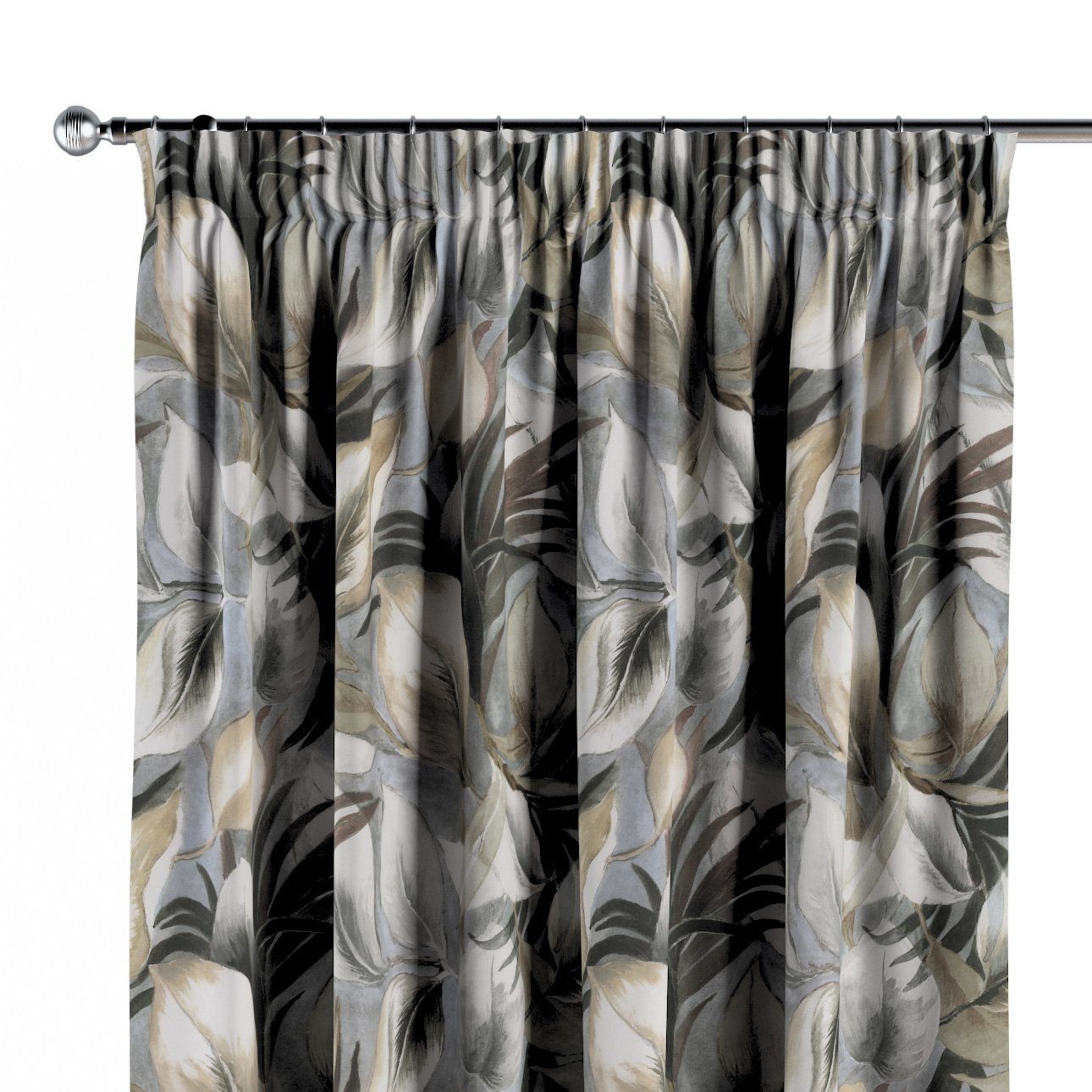 Vorhang Vorhang mit grau-beige 130x100 Abigail, Kräuselband Dekoria cm