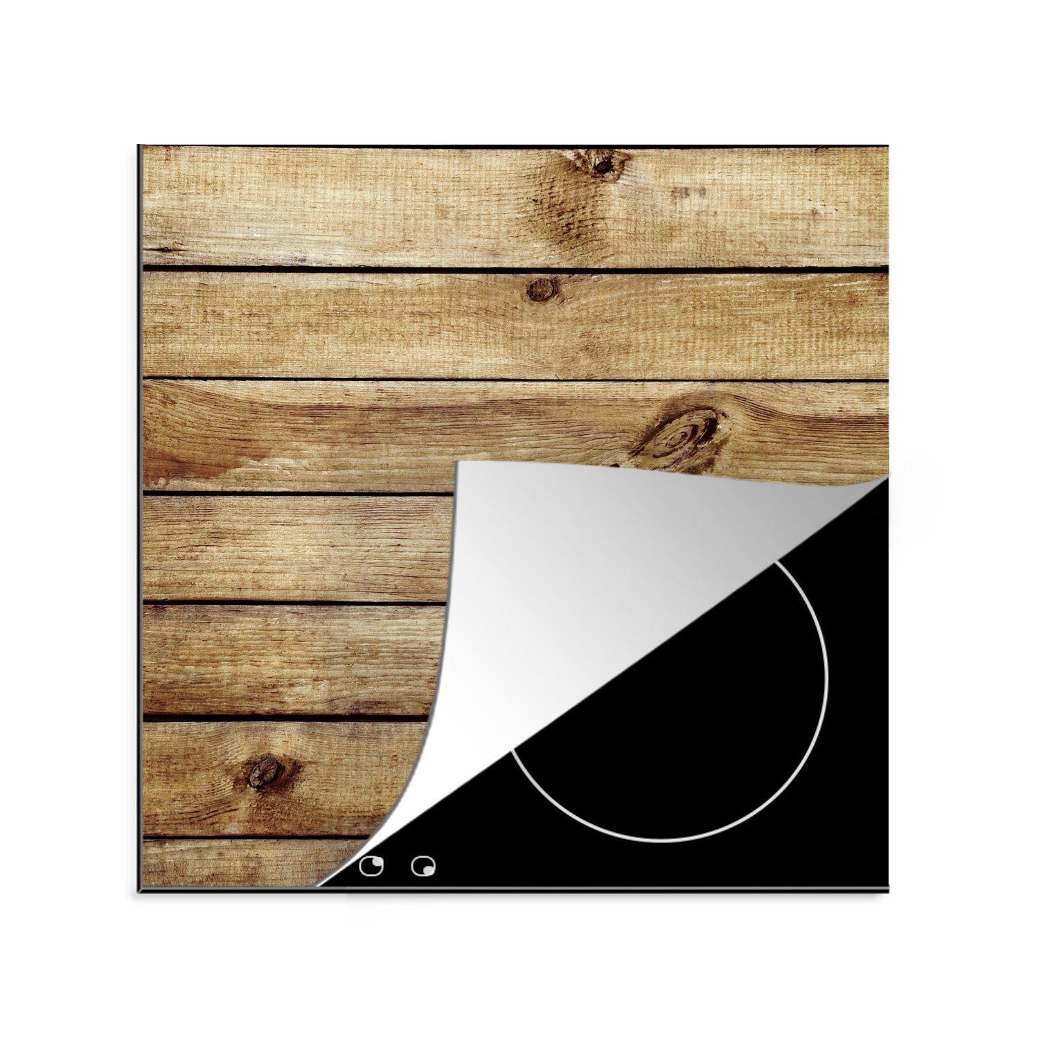 MuchoWow Herdblende-/Abdeckplatte Regale - Holz - Rustikal, Vinyl, (1 tlg), 78x78 cm, Ceranfeldabdeckung, Arbeitsplatte für küche