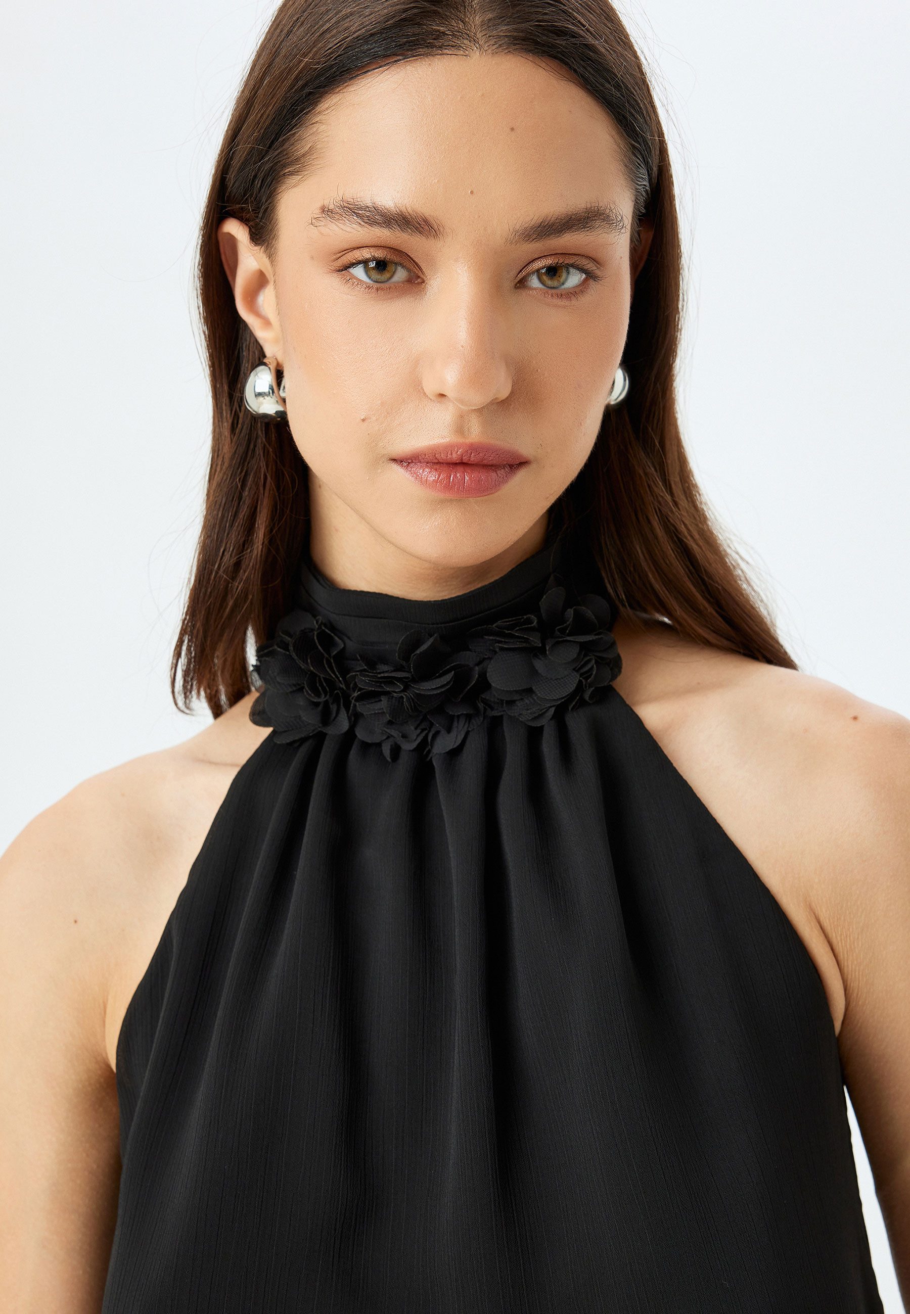 Koton Kurzarmbluse Ärmellos Halfterkragen Kurzarmbluse günstig online kaufen