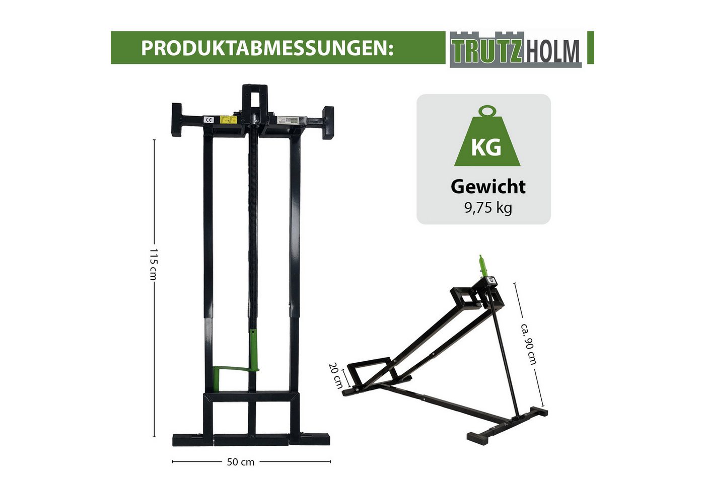 Thumbnail - TRUTZHOLM Rasentraktor Rasentraktorheber 115 x 50 cm 400 kg Handkurbel + Adapter 24mm stufenl, Set
