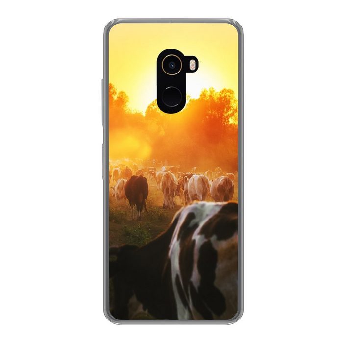 MuchoWow Handyhülle Kühe - Sonnenuntergang - Wiese - Tiere Phone Case Handyhülle Xiaomi Mi Mix 2 Silikon Schutzhülle