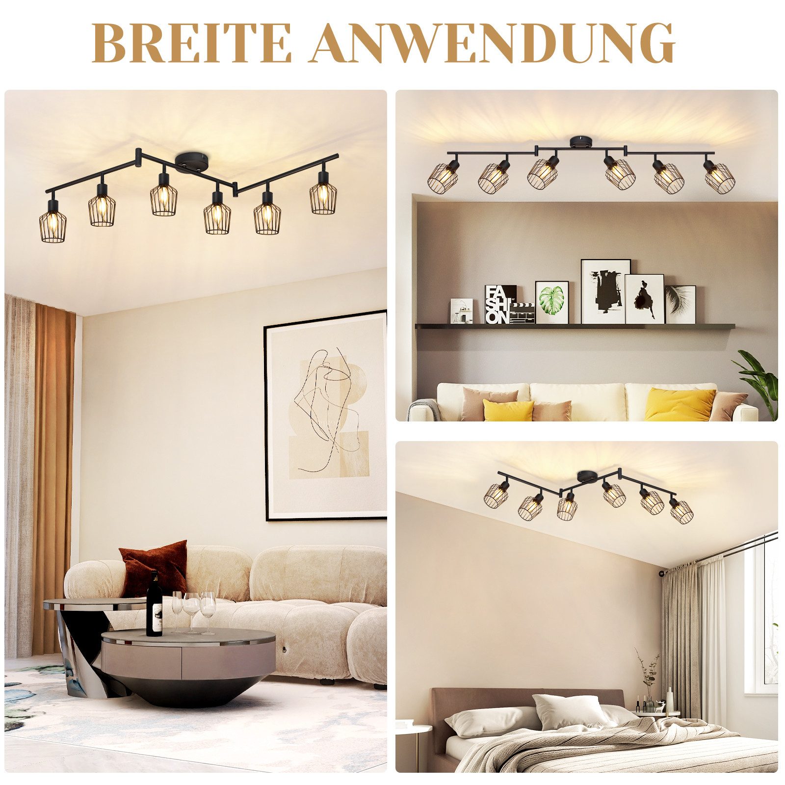 ZMH Deckenleuchte 6 Flammig E14 Deckenstrahler Retro Drehbar 350° für Flur günstig online kaufen