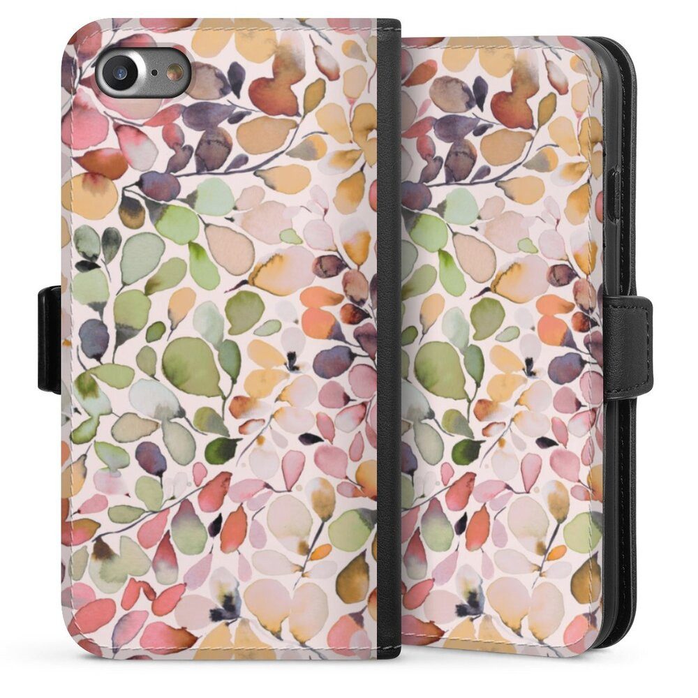 DeinDesign Handyhülle Muster Eukalyptus Pattern Leaffy Nature Countryside Eucalyptus, Apple iPhone 8 Hülle Handy Flip Case Wallet Cover Handytasche Leder