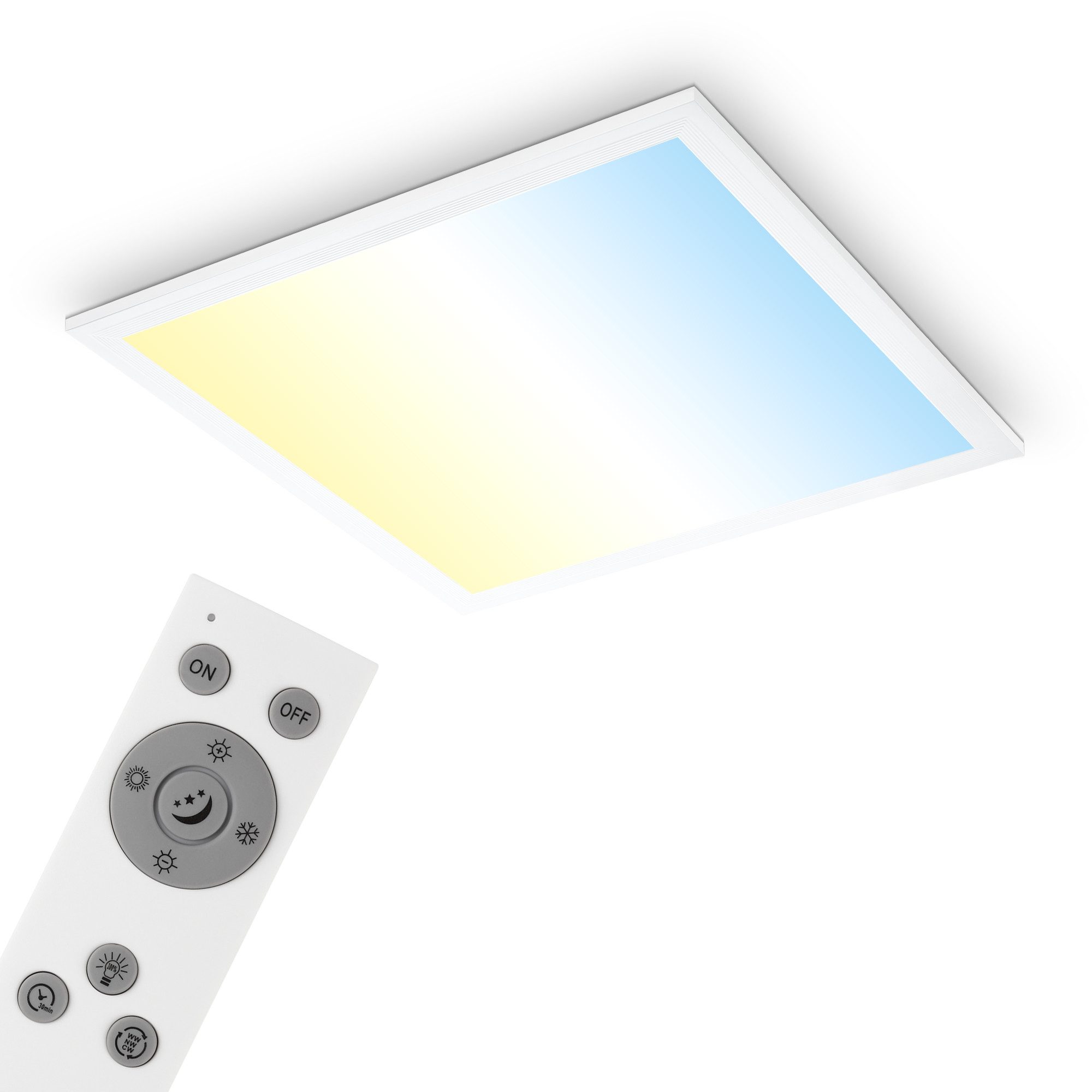 Briloner Leuchten LED Deckenleuchte SIMPLE, CCT - über Fernbedienung, LED fest integriert, warmweiß - kaltweiß, 38 x 38 x 6 cm, Wohnzimmer, Schlafzimmer, Flur