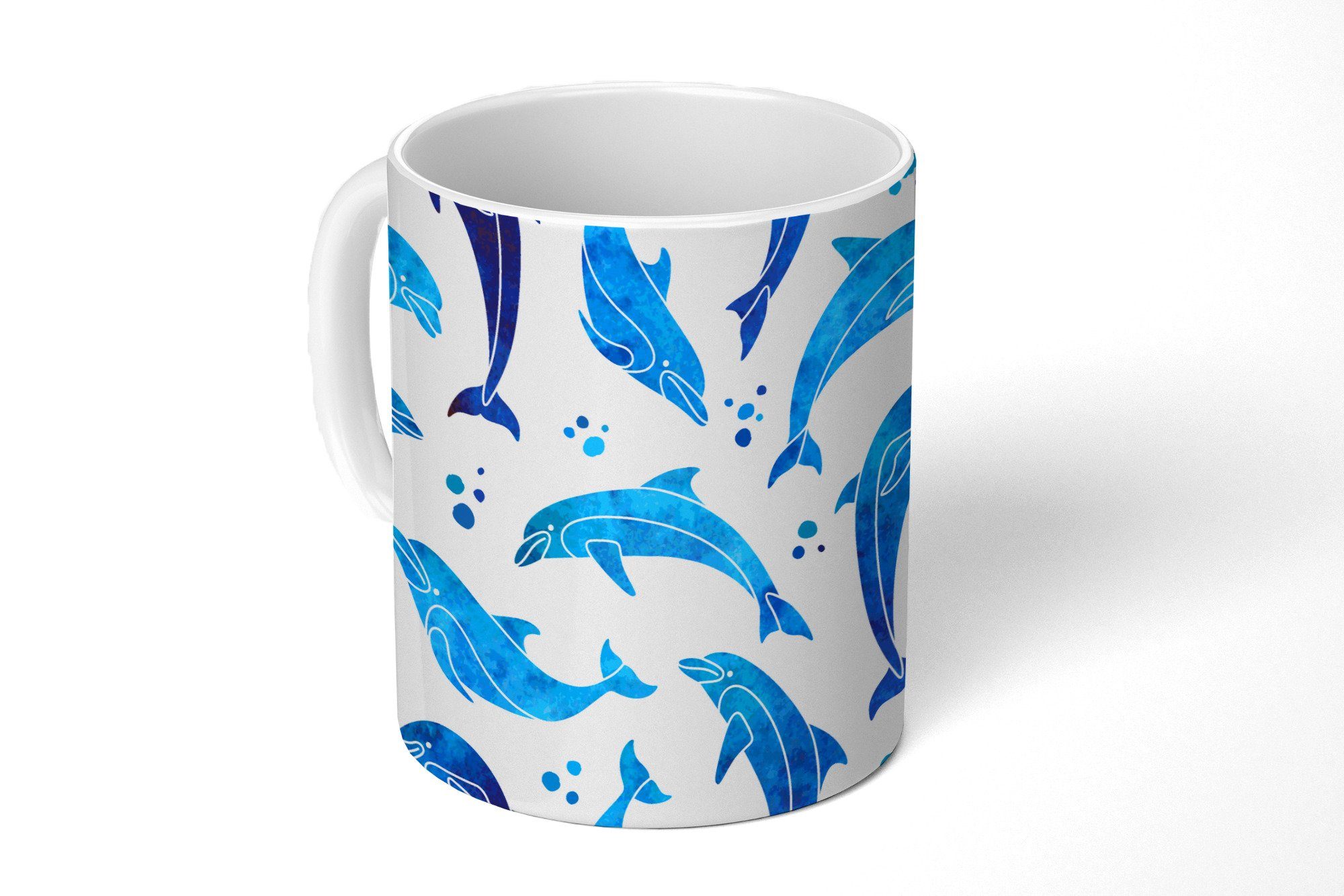 MuchoWow Tasse Mädchen - Delphin - Tiere - Muster - Mädchen - Kinder - Kinder, 1-tlg., Keramik, Kaffeetassen, Teetasse, Becher, Kaffeebecher, Geschenk