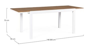 Bizzotto Gartentisch KUBIK, Ausziehbar, 140 - 200 x 90 cm, Braun, Weiß, Aluminium, Tischplatte aus Polywood, Witterungsbeständig