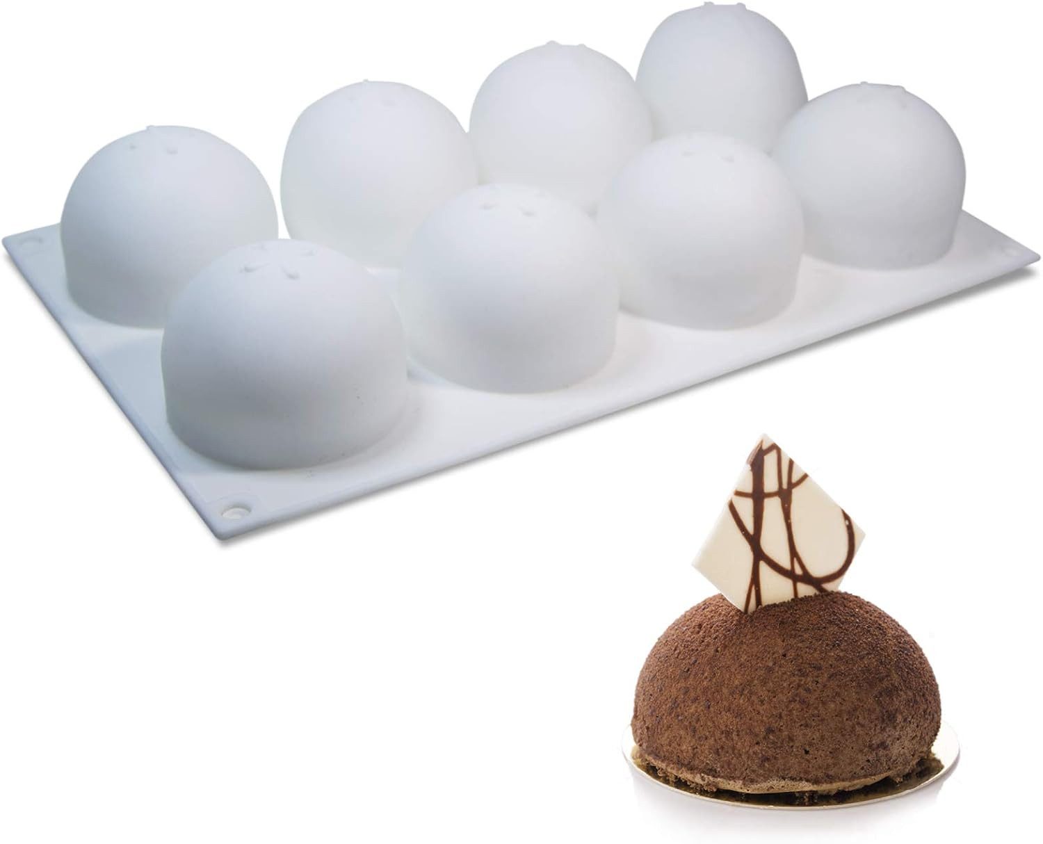 FELIXLEO Brotbackform Silikonform Kugel 8 Hohlräume Backform Halbkugel Schokoladenform