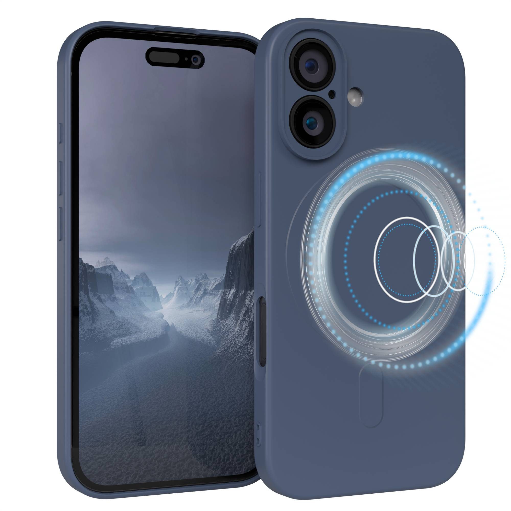 EAZY CASE Handyhülle für Apple iPhone 16 Hülle Silikon 6,1 Zoll, Handy Softcase MagSafe mattierte Silikonhülle Back Cover Soft Petrol