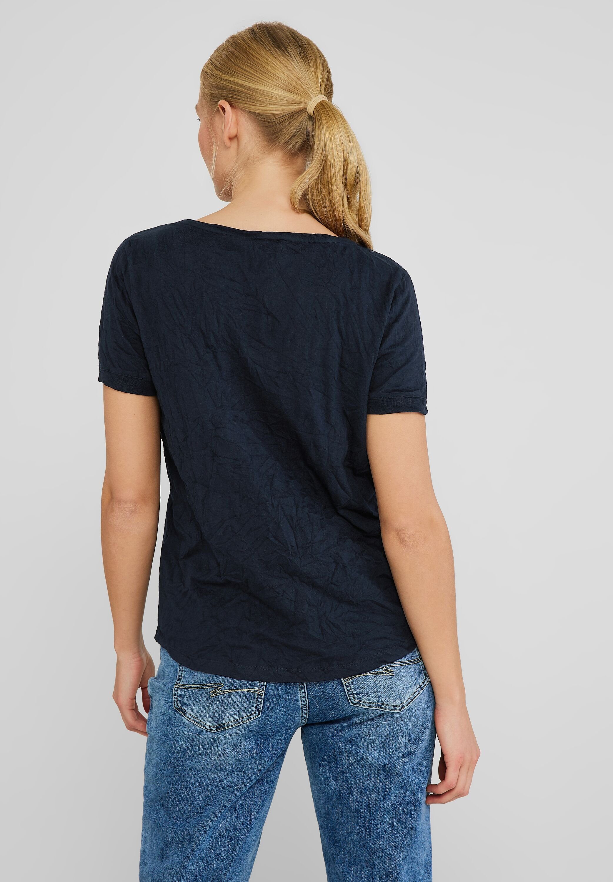 STREET ONE T-Shirt aus Materialmix softem blue deep