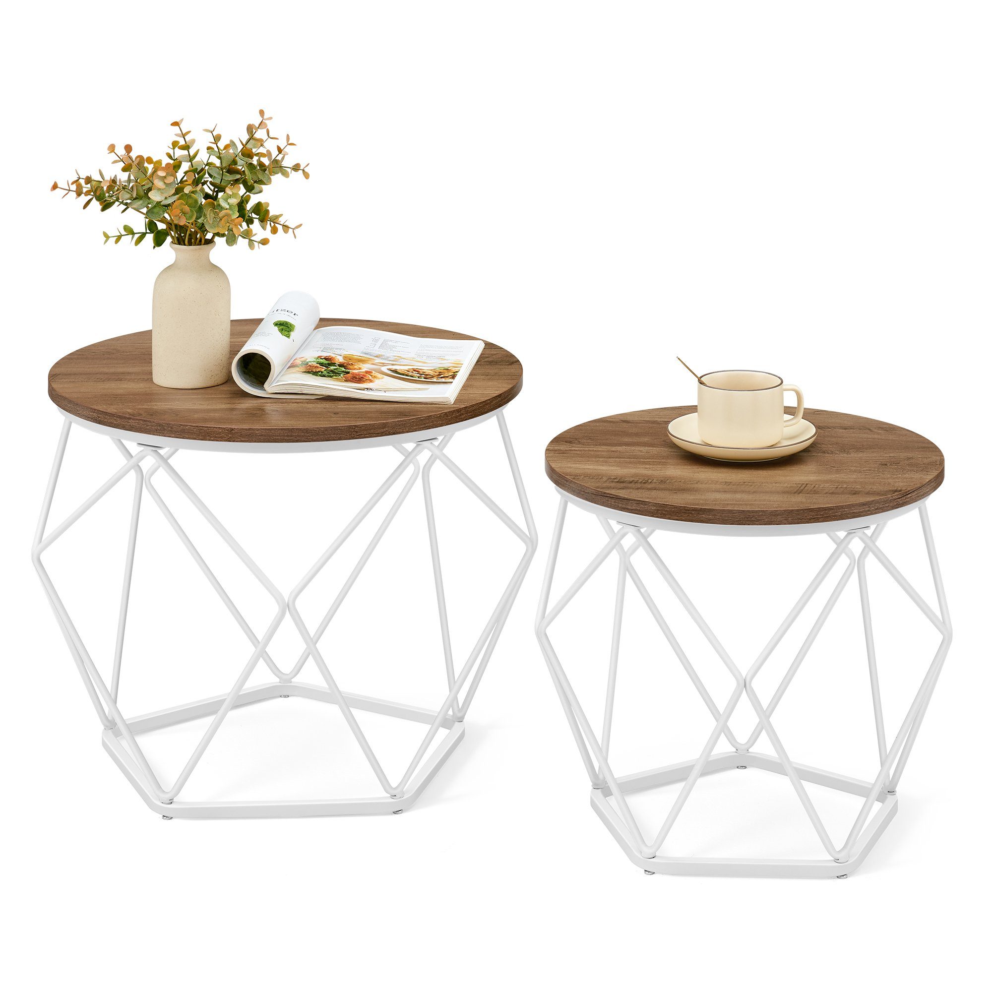 VASAGLE Couchtisch (2er Set), Beistelltisch, abnehmbare Tischplatte, Ø50x40 günstig online kaufen