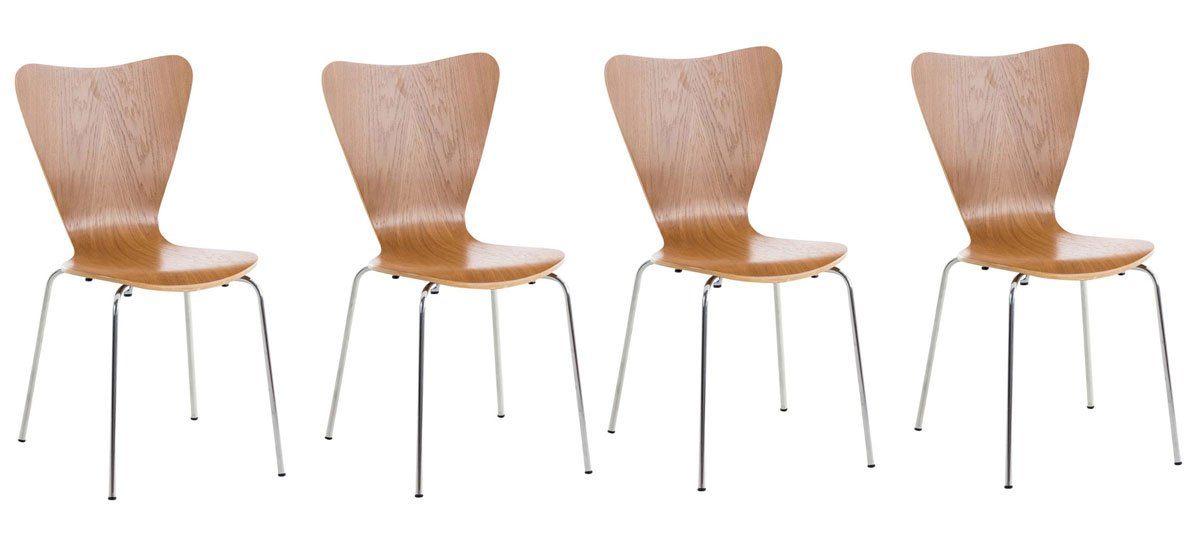 Metall St), Calisso 4 Besucherstuhl Messestuhl, - ergonomisch - mit Konferenzstuhl Holz eiche (Besprechungsstuhl TPFLiving Warteraumstuhl geformter Sitzfläche: - - Sitzfläche Gestell: chrom
