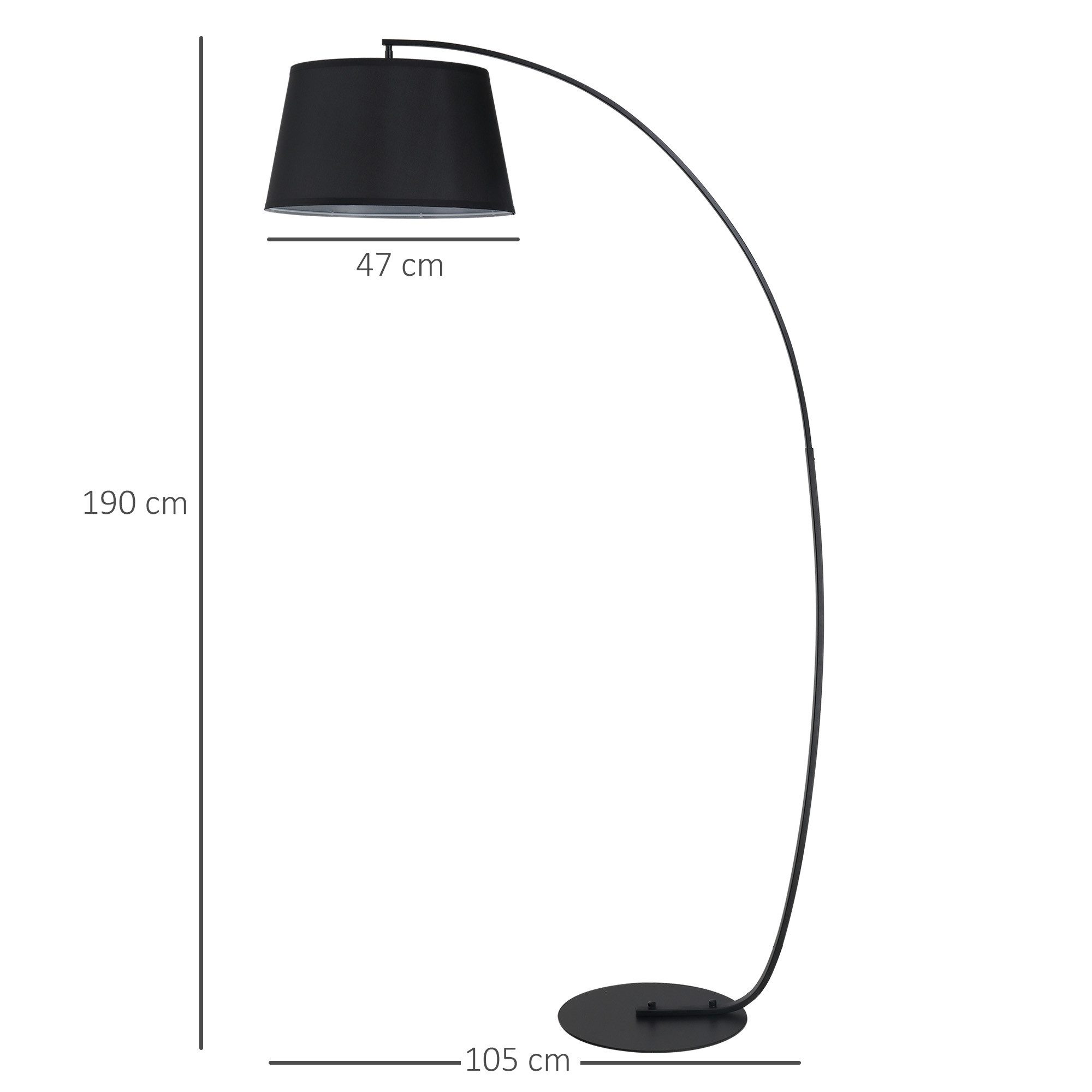 FELIXLEO Stehlampe Bogenlampe Stehlampe Arc aus Metall mit Leinen Lampenschirm Schwarz