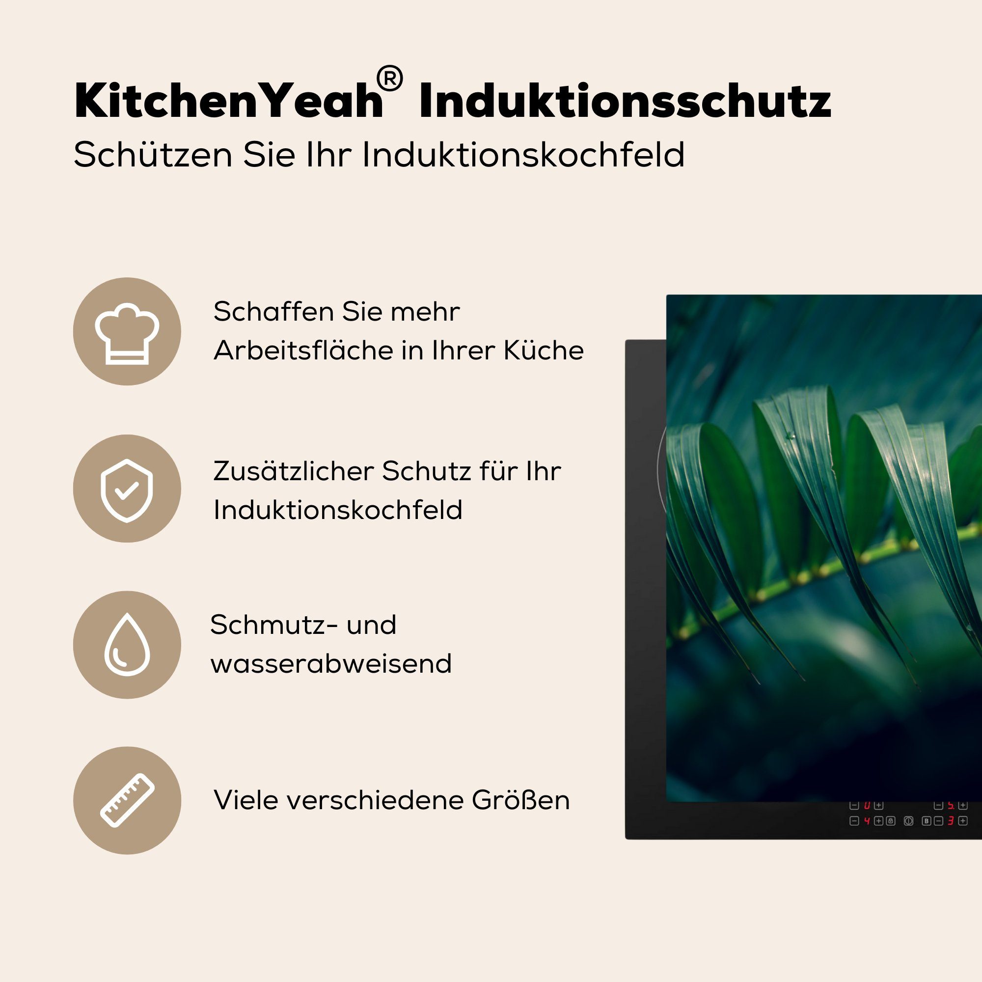 MuchoWow Herdblende-/Abdeckplatte Tropische Palme, küche, 81x52 tlg), Schutz für cm, Vinyl, Induktionskochfeld (1 Ceranfeldabdeckung die
