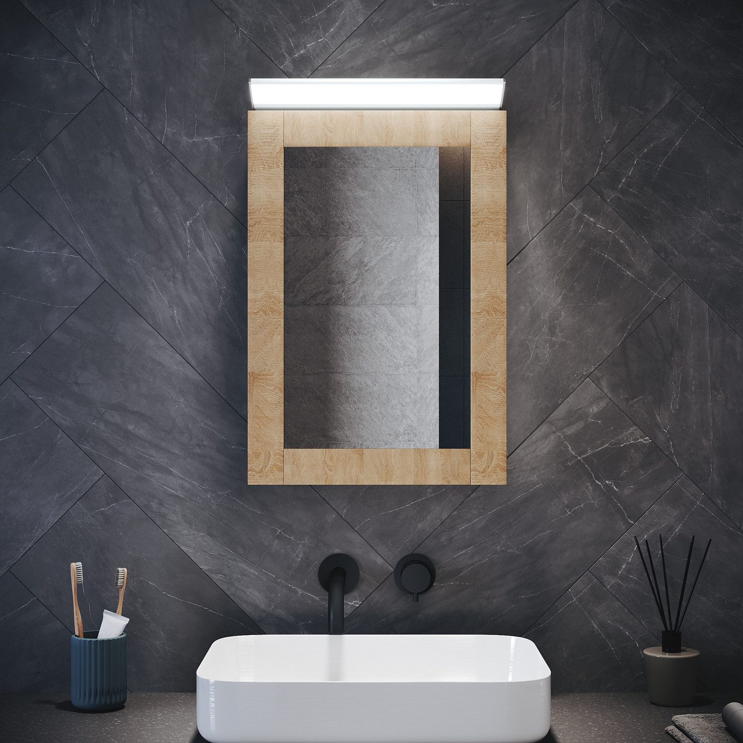 SONNI Spiegelleuchte LED Spiegelleuchte Wandleuchte Badleuchte 6000K 35/50/80cm, LED fest integriert,Badezimmer-Beleuchtung Spiegelschrank Flur