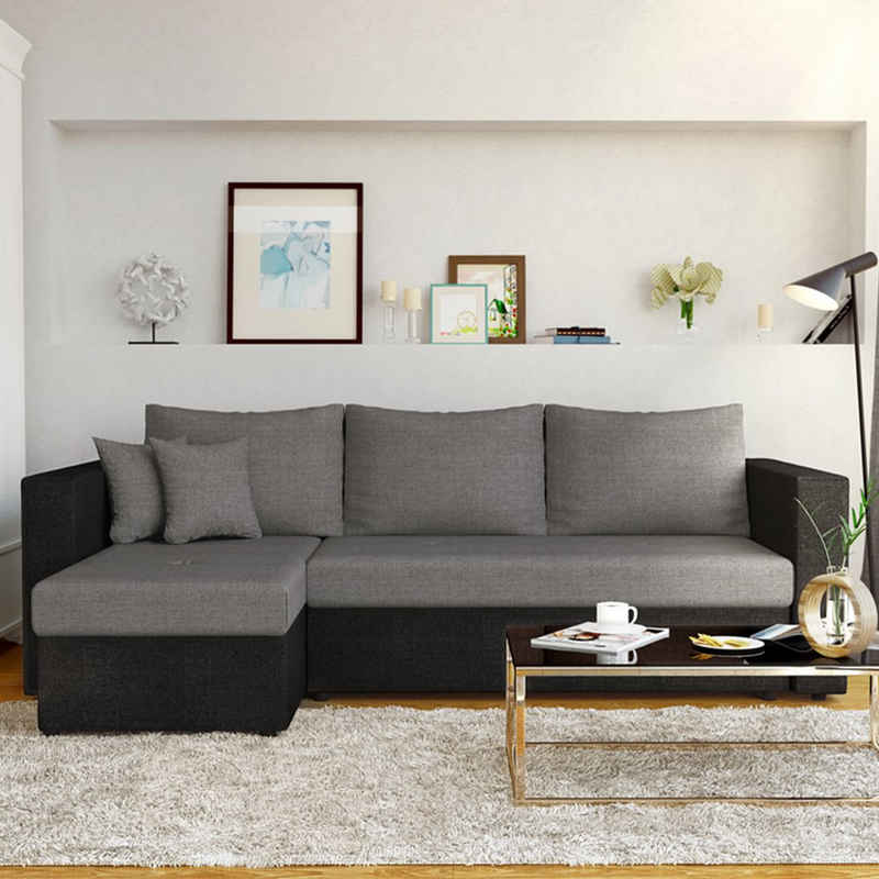 Vicco Ecksofa Sofa Couch Schlafsofa mit Schlaffunktion, mit Schlaffunktion