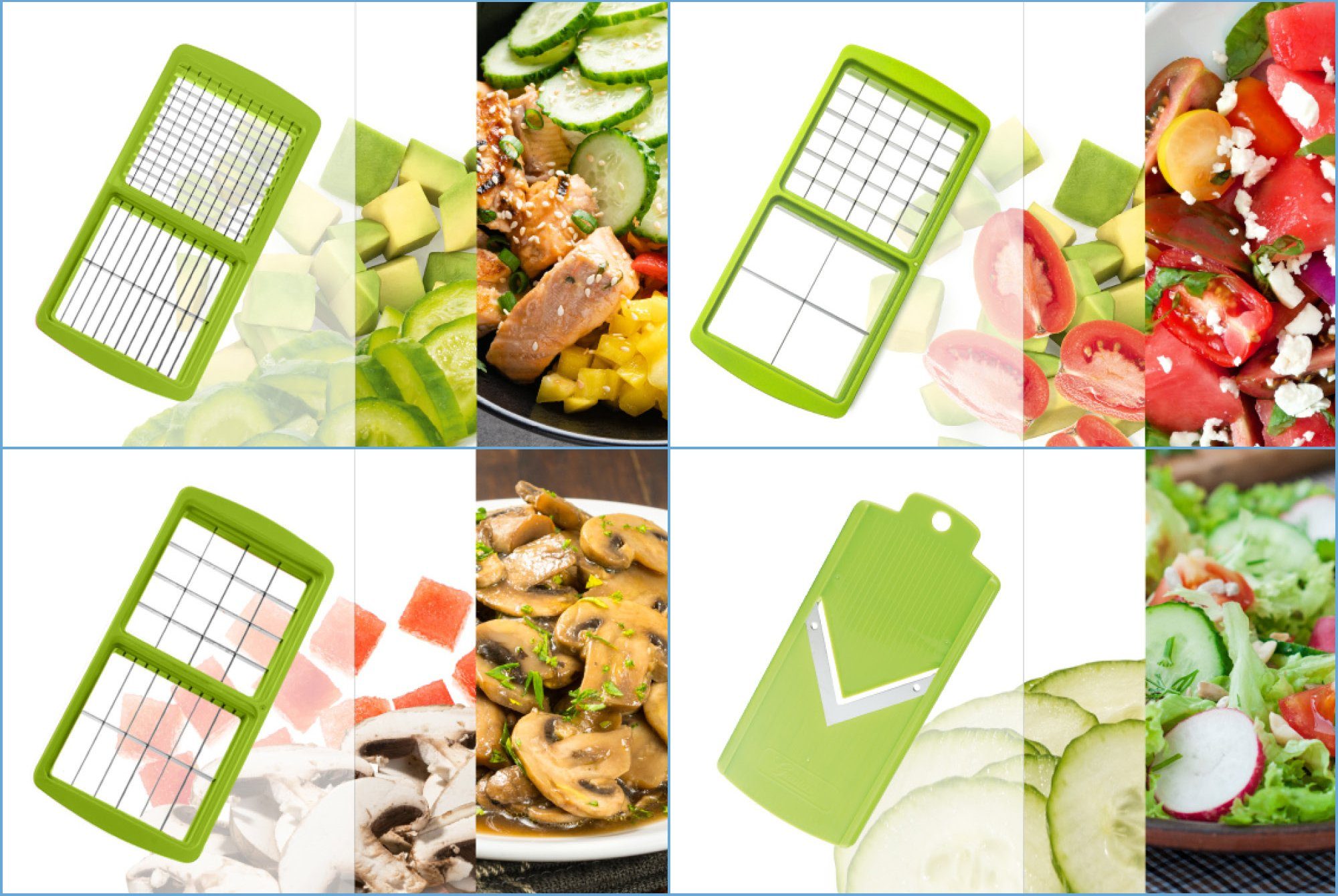 Genius Gemüseschneider Nicer Dicer Smart 14tlg. Gemüsehobel Würfelschneider, 3 Auffangbehälter mit 800 ml Fassungsvolumen Madoline Salatschneider – Bild 3 von 4