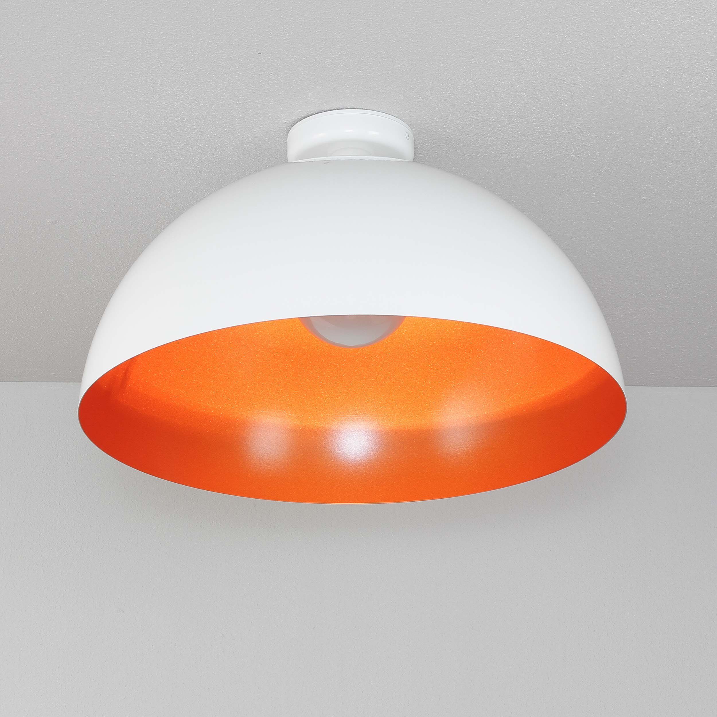 Licht-Erlebnisse Deckenleuchte HEMISPHERE, ohne Leuchtmittel, Deckenlampe E27 Ø 50 cm Weiß Orange Metall Industrie Design