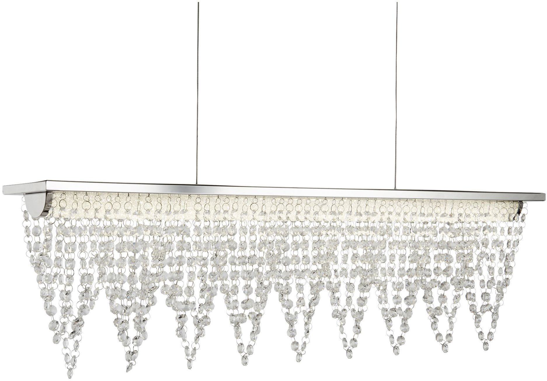 Searchlight Hängeleuchte Drape LED Bar Pendant - Chrome Metal & Clear Crystal, LED fest integriert, Neutralweiß