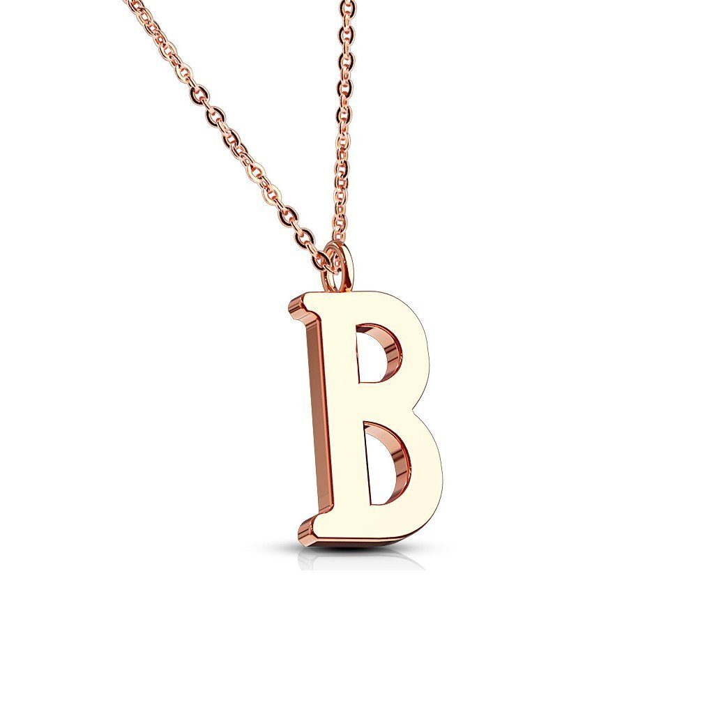 BUNGSA (1-tlg), Buchstaben aus B Rosegold Anhänger Edelstahl Ketten-Set Halskette | Kette Damen Necklace klar
