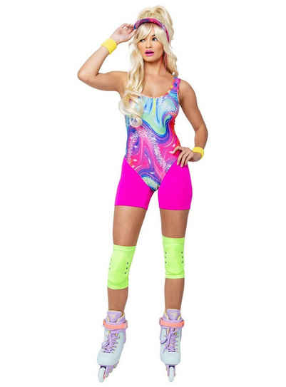 Roma Costumes Kostüm Neon Rollerblade Babe Kostüm, Dein heißer Neon-Sportdress für 80er Partys oder als ikonische Plast