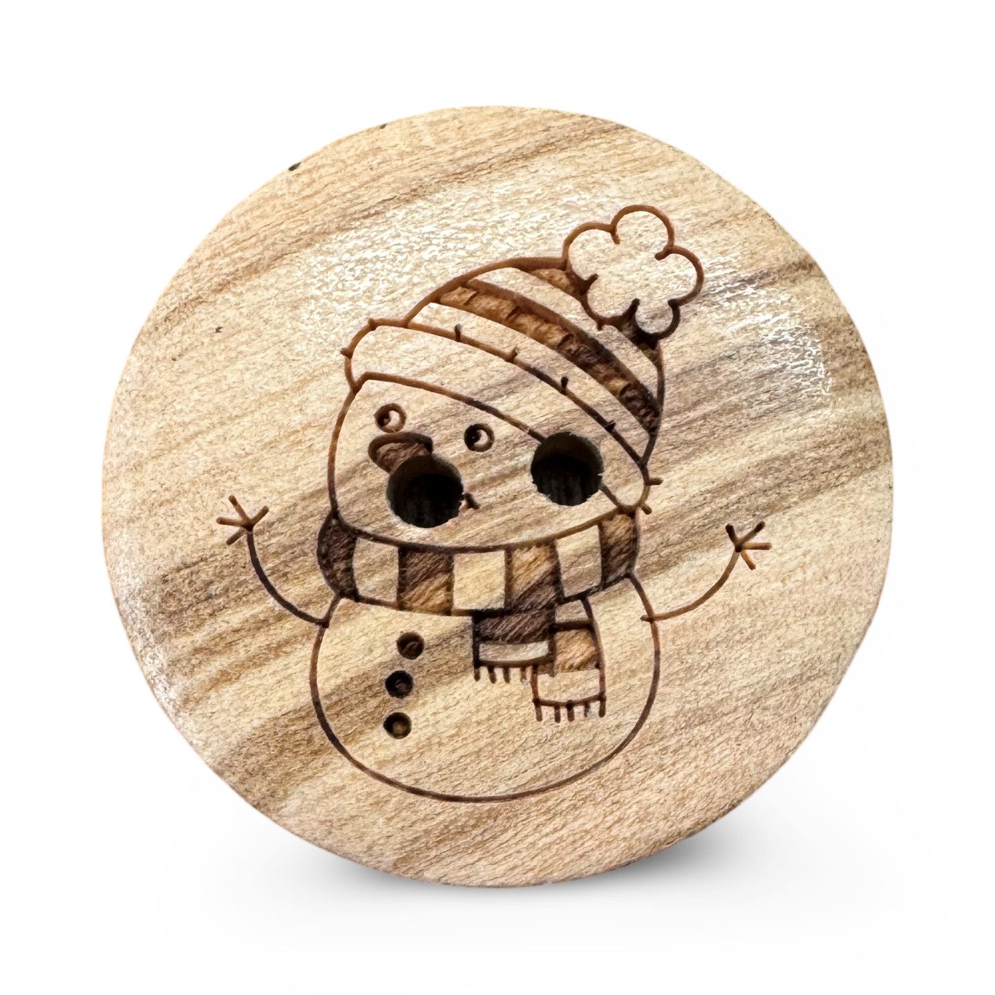 Hartmann-Knöpfe Knopf 10 Stück Schneemann Motiv Knöpfe 2 Loch echtem Oliven Holz