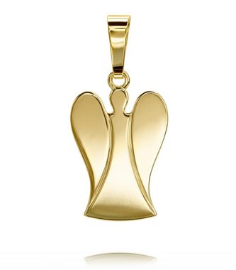 JEVELION Engelanhänger Schutzengel Anhänger 585 Gold (Goldanhänger, für Damen und Kinder), Mit Kette vergoldet- Länge wählbar 36 - 70 cm.