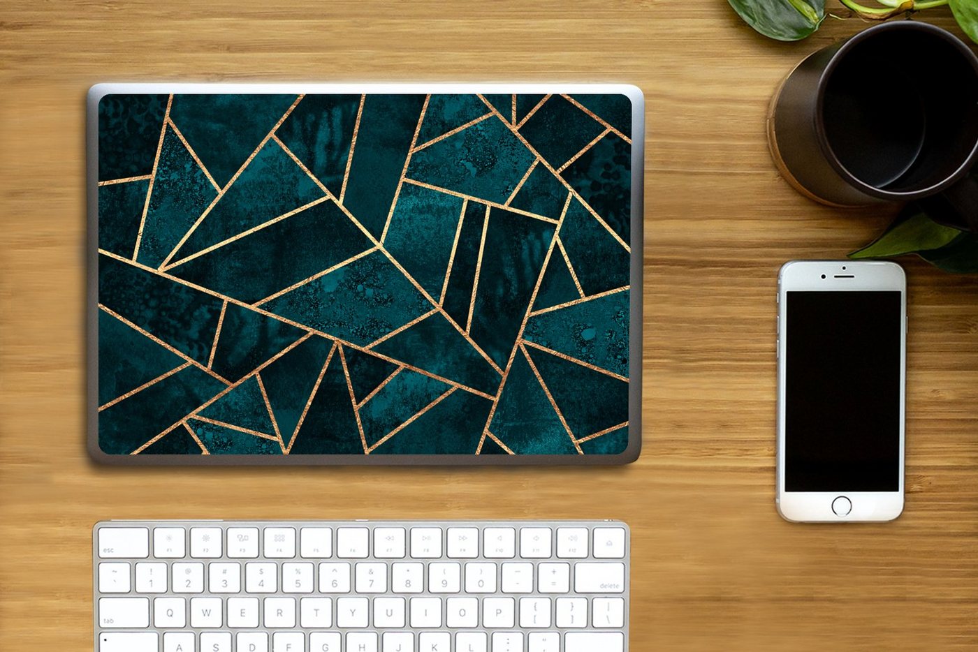 Thumbnail - MuchoWow Laptop-Aufkleber Steine - Gold - Luxus - Muster - Abstrakt
