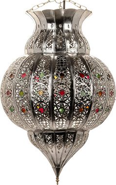 Marrakesch Orient & Mediterran Interior Deckenleuchte Orientalische Lampe Pendelleuchte Silber Jilan 42cm