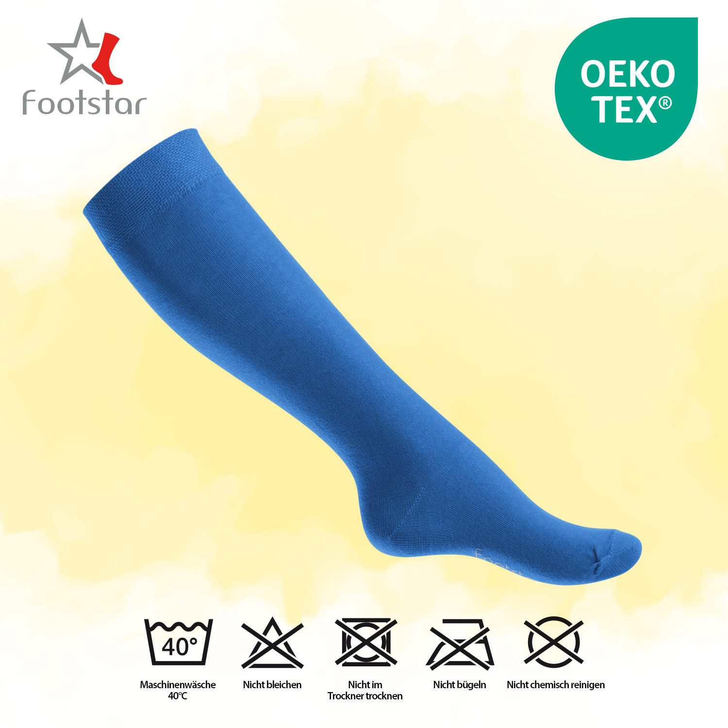 Footstar Langsocken EVERYDAY! 5 Paar Kinder Kniestrümpfe Lange Socken für Mädchen & Jungen – Bild 3 von 3