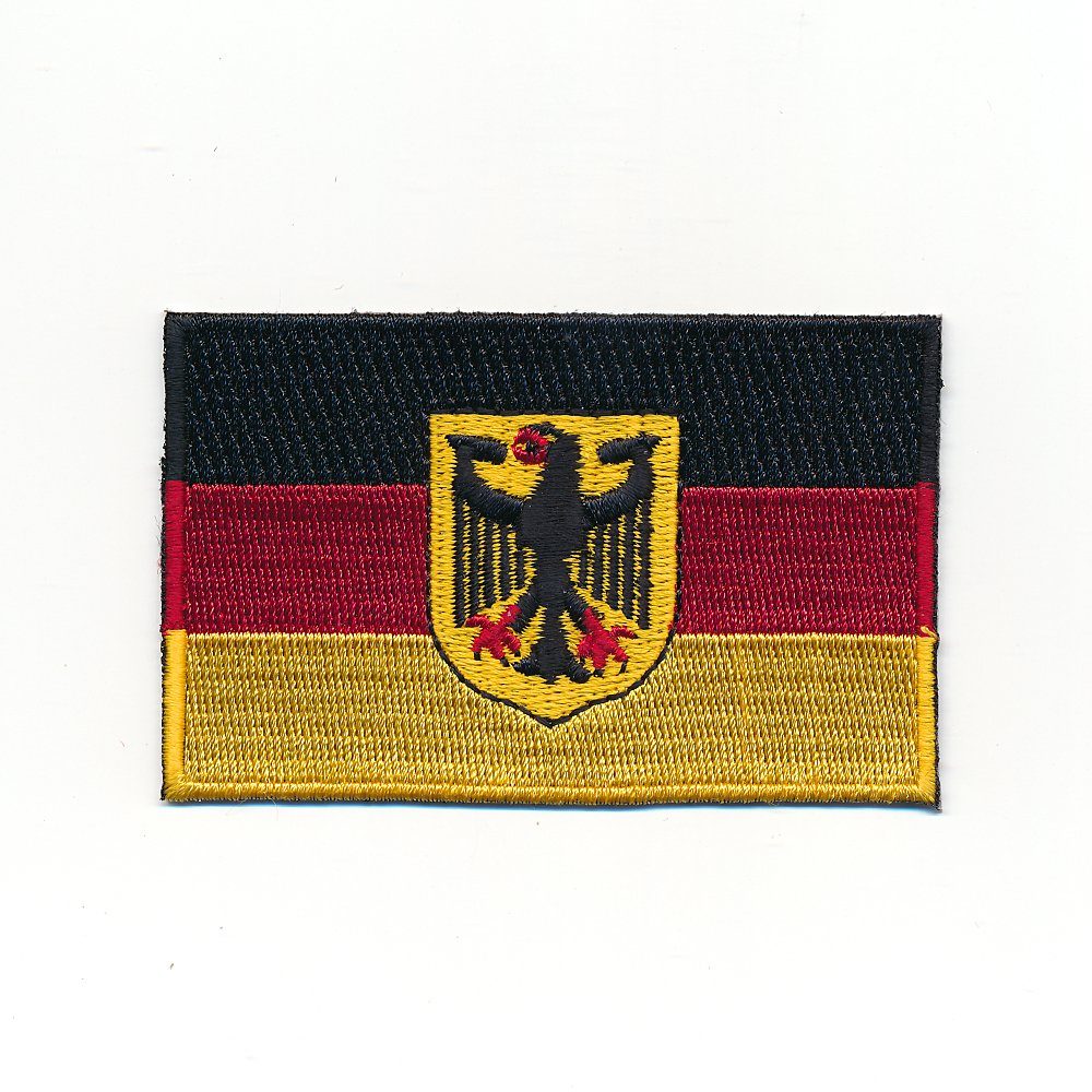 hegibaer Aufnäher 4 Deutschland Flaggen Adler Berlin Patch Aufnäher Aufbügler Set 1245, (4-tlg., Größen ca. 30 x 20 mm - 40 x 25 mm - 60 x 35 mm und 80 x 50 mm)