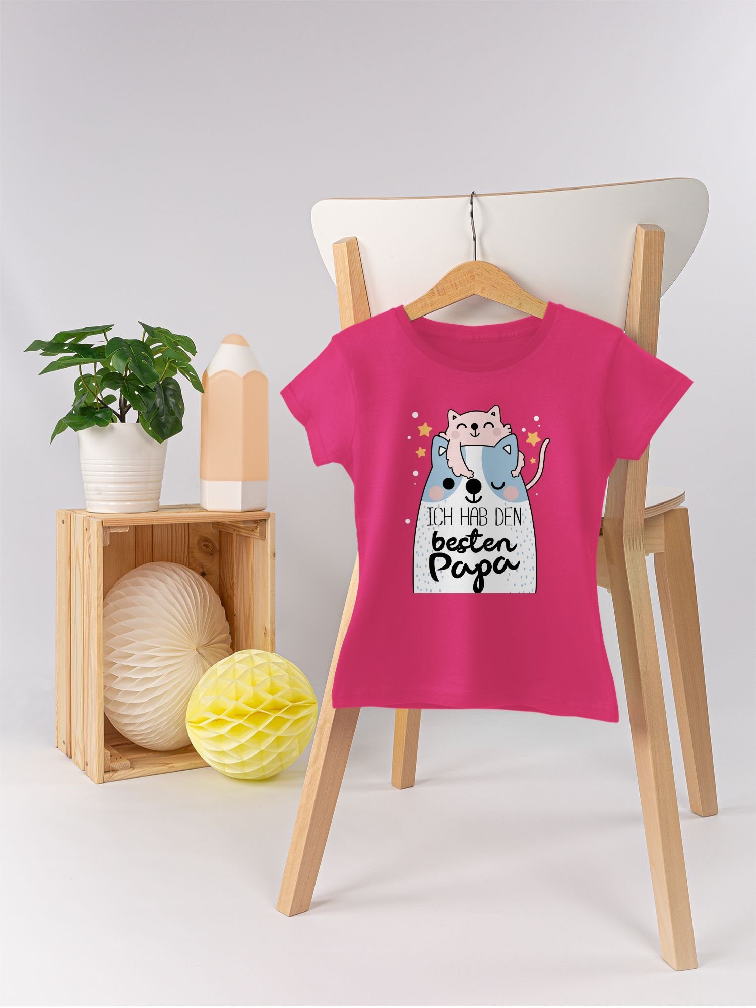 den T-Shirt Papa Ich Papa Shirtracer 1 Katzen für Vatertag Fuchsia Geschenk hab besten