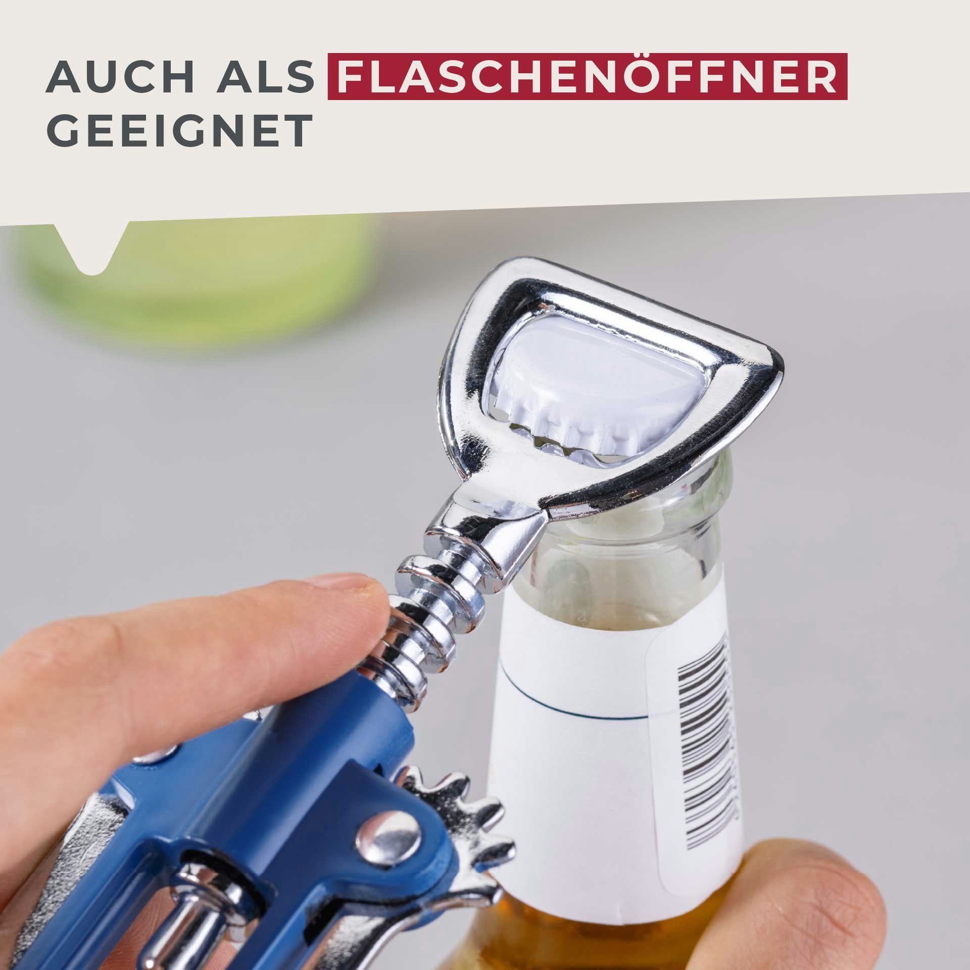 FACKELMANN Korkenzieher Hebelkorkenzieher, Weinflaschenöffner, Multifunktions-Korkenzieher