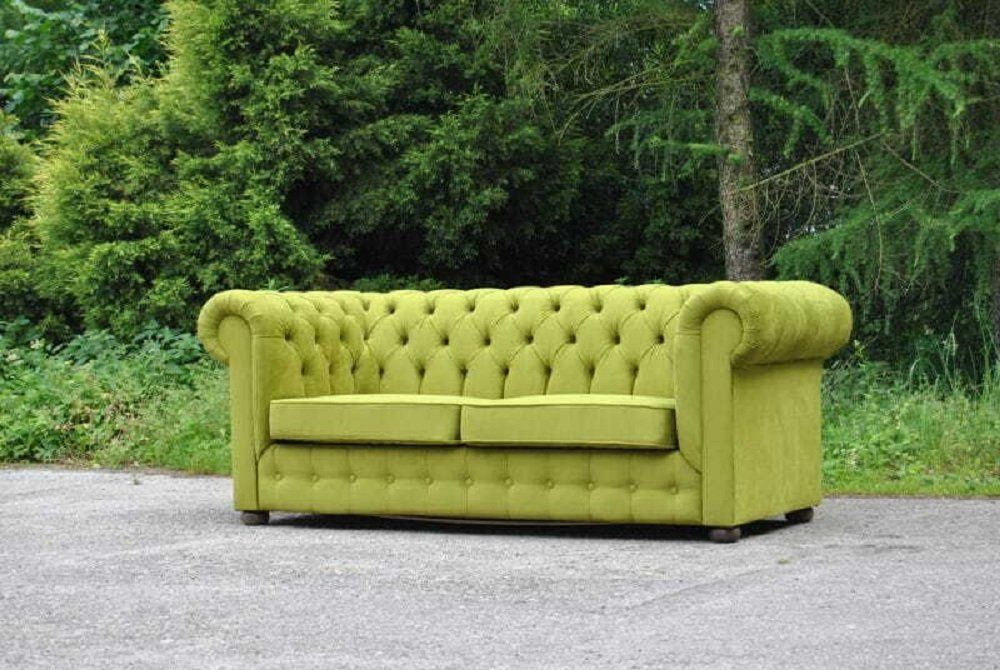 JVmoebel Sofa Chesterfield Couch Sitzer Sitz Samt Textil Polster 2 Couchen