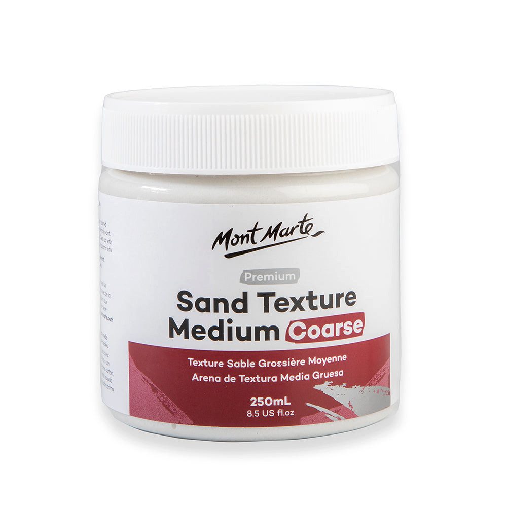 Mont Marte Malpaste - Strukturpaste Grob 250ml - Weiß Sand Textur Paste, Acryl/ Öl Medium, Perfekt für 3D-Effekte und Strukturen, Schnelltrocknend