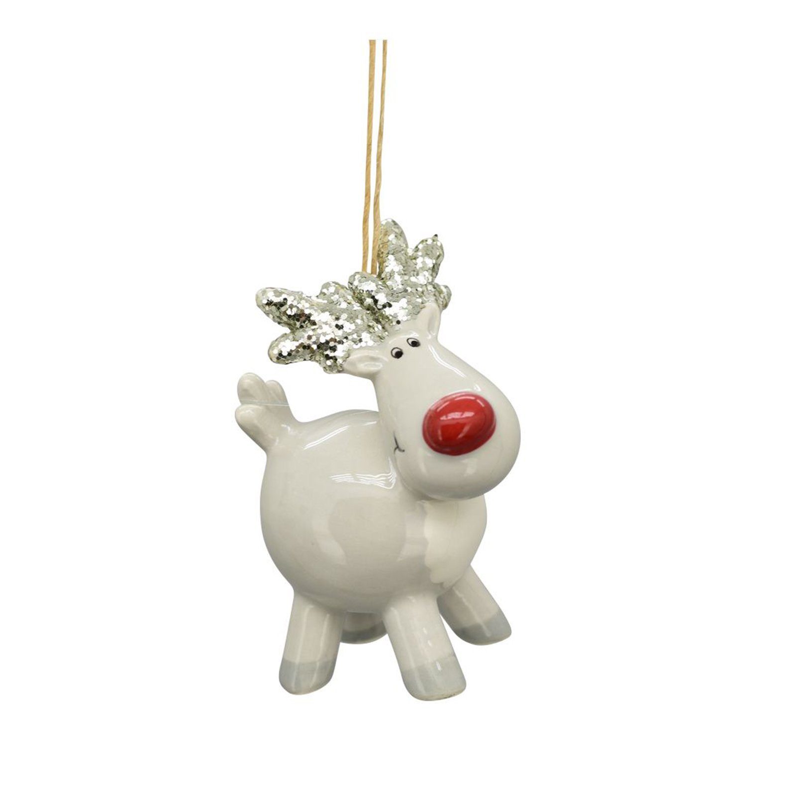 Weihnachtsfigur RentierHänger Gris - weiß - Dolomit - 5,2x3,4x7,7 cm