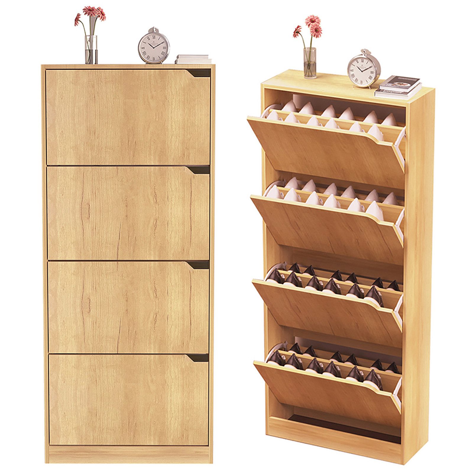 WAOHO Schuhschrank Klappbare Schuhregale, 4-türiger, doppelstöckiger Schuhs günstig online kaufen