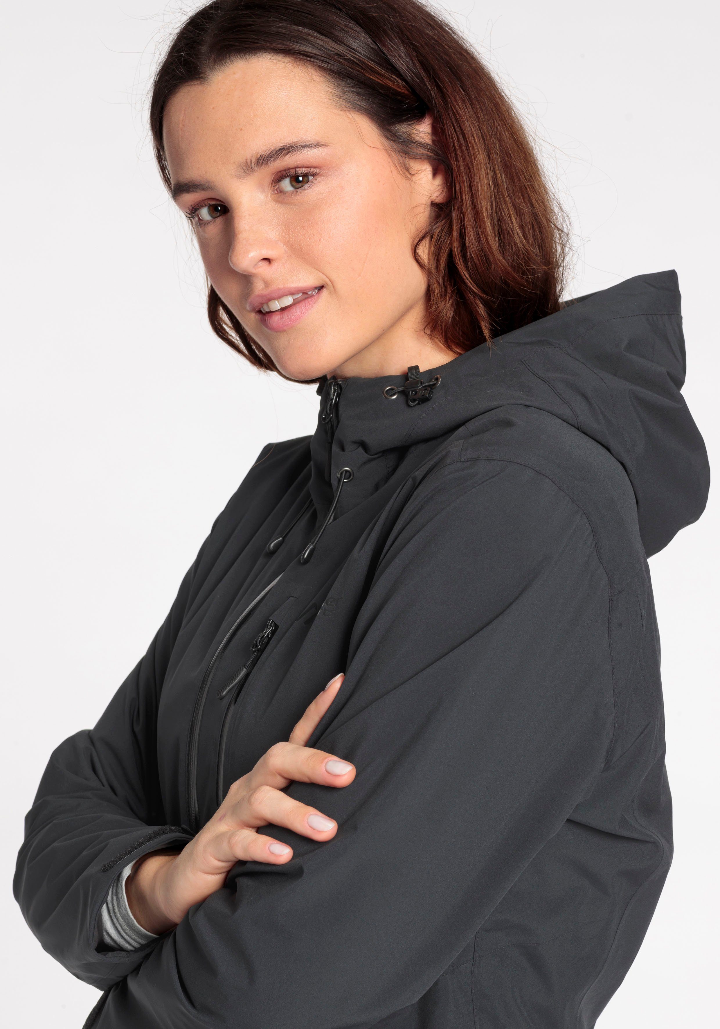 Maier Sports Funktionsjacke mit Kinnschutz, winddicht, atmungsaktiv, wasserdicht