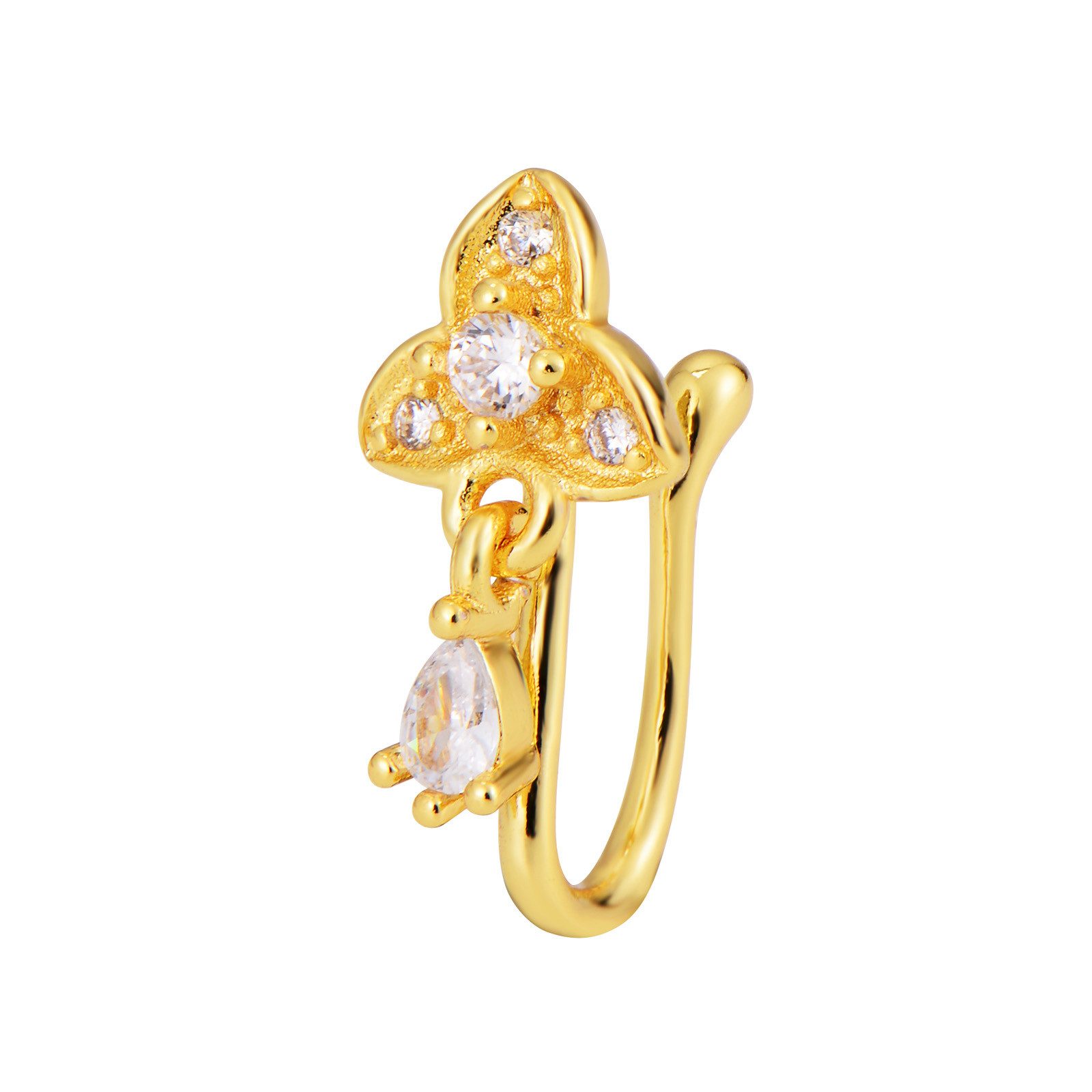 Karisma Schmuck Nasenpiercing Messing Fake U-Form Ohrclip Ohrring Gefälscht Frauen Ring FN-41, Knorpel Lippe Helix Tragus Zirkonia Steine
