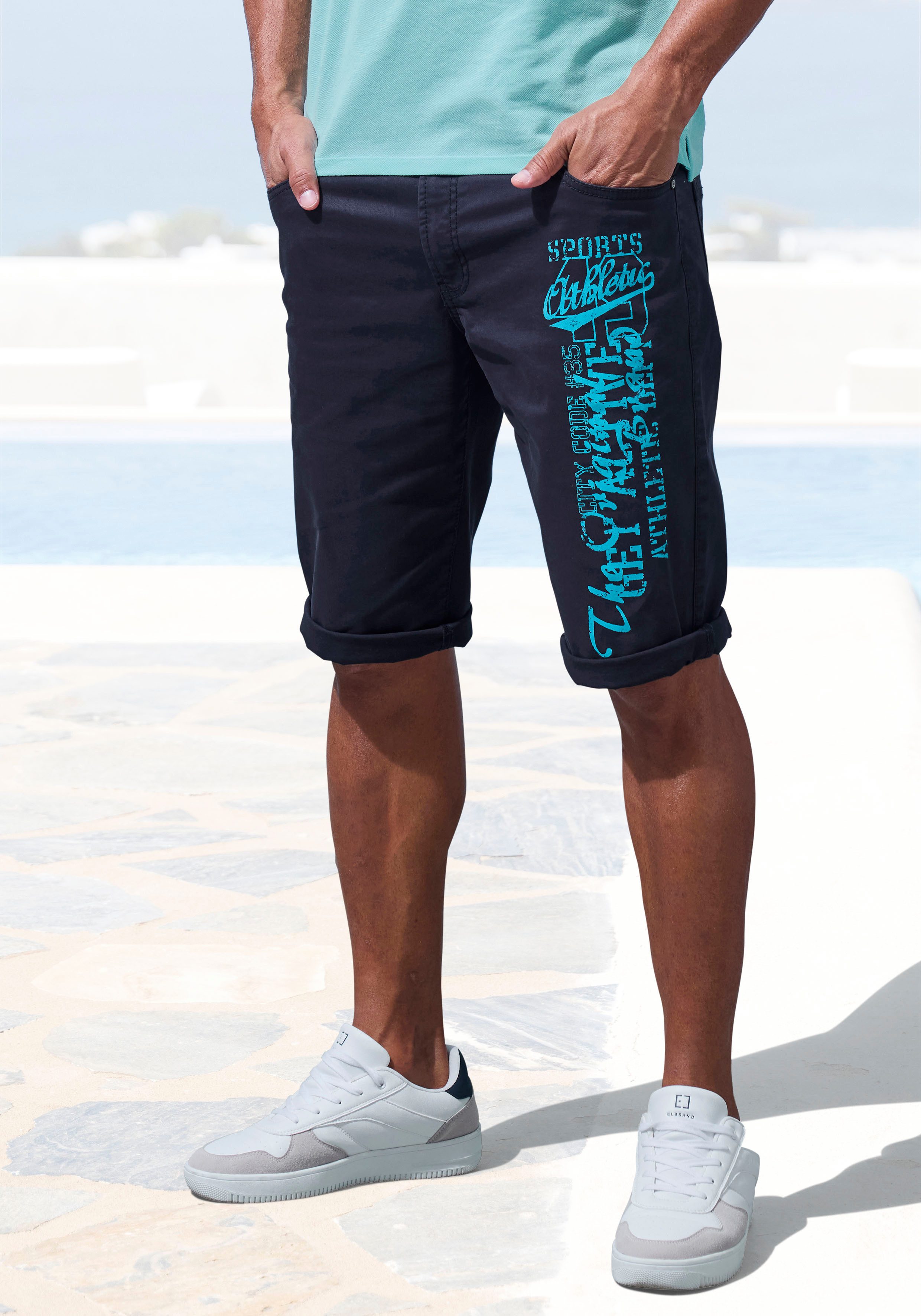 John Devin Bermudas aus elastischer Baumwollmischung mit großem Druck auf d günstig online kaufen