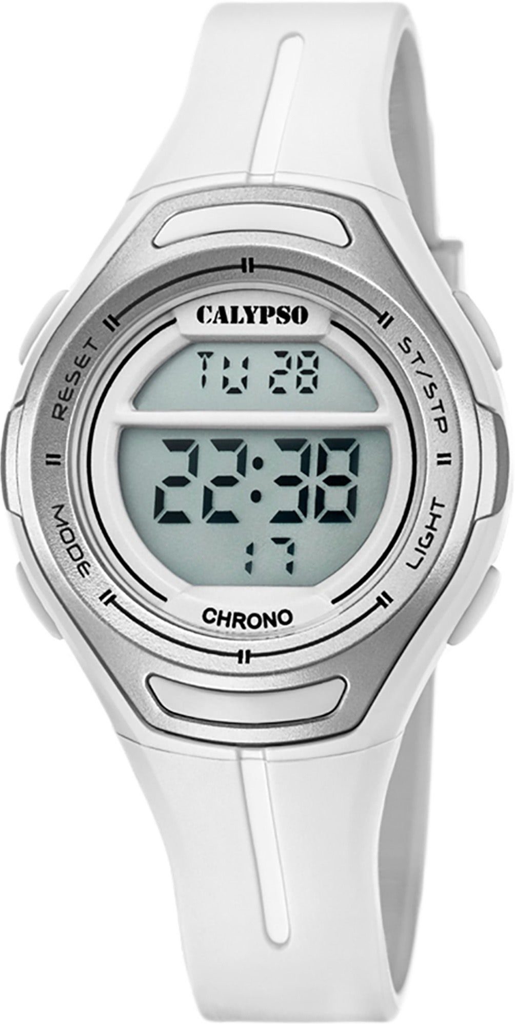 [Besonderer neuer Artikel] CALYPSO WATCHES Sport Armbanduhr rund, Uhr weiß, Digitaluhr Sport, Calypso K5727/1 Kunststoff, Damen PURarmband Damen