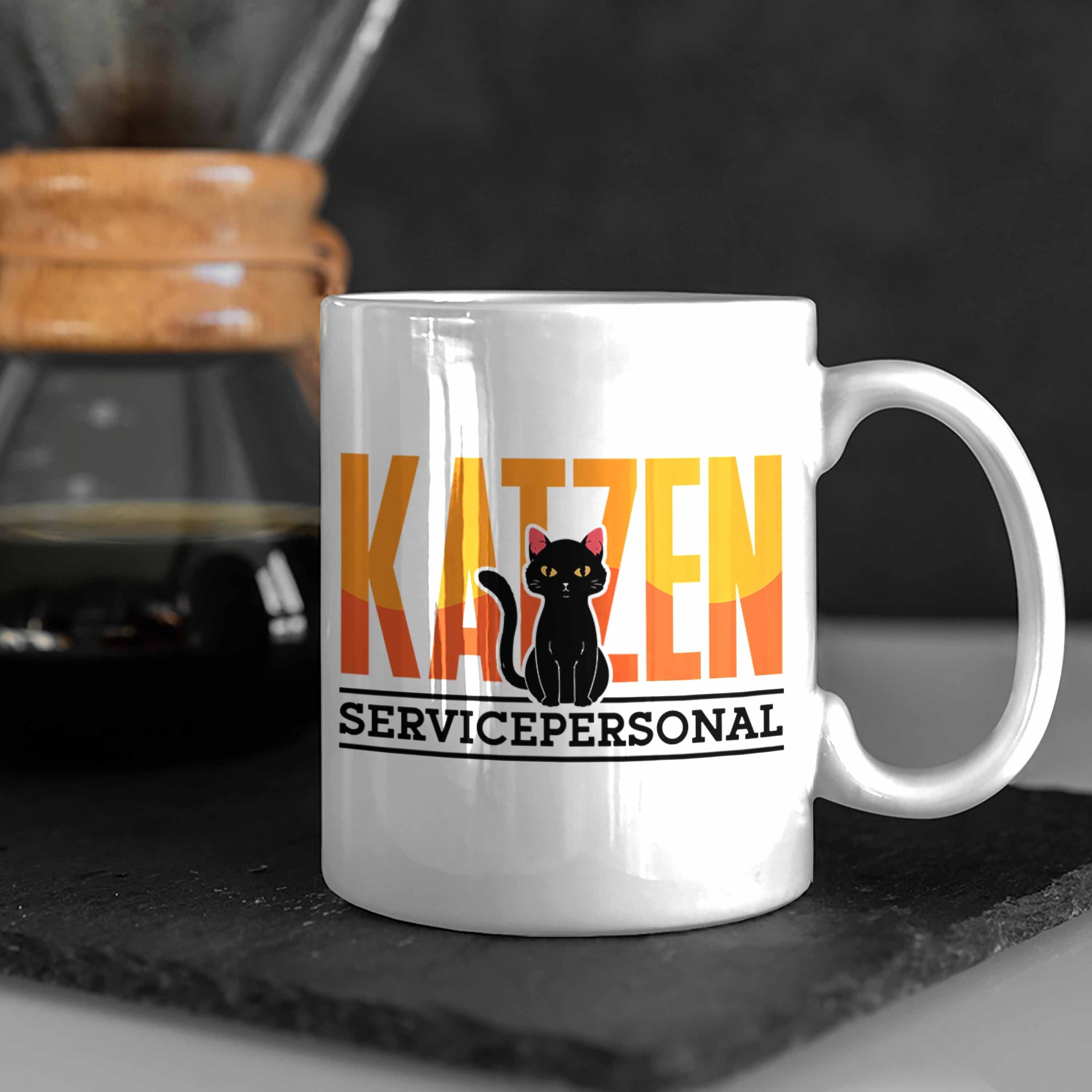 Tasse Servicepersonal Weiss Katzen Spruch Geschenkidee Katzenbesitze Lustig Trendation Tasse