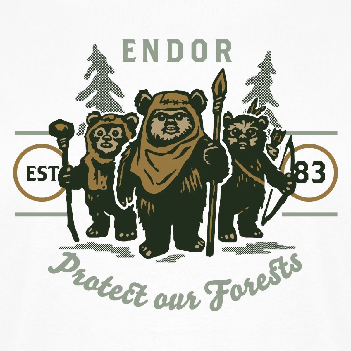 Spreadshirt T-Shirt Star Wars Endor Protect Our Forests Männer Kontrast T-Shirt (1-tlg)