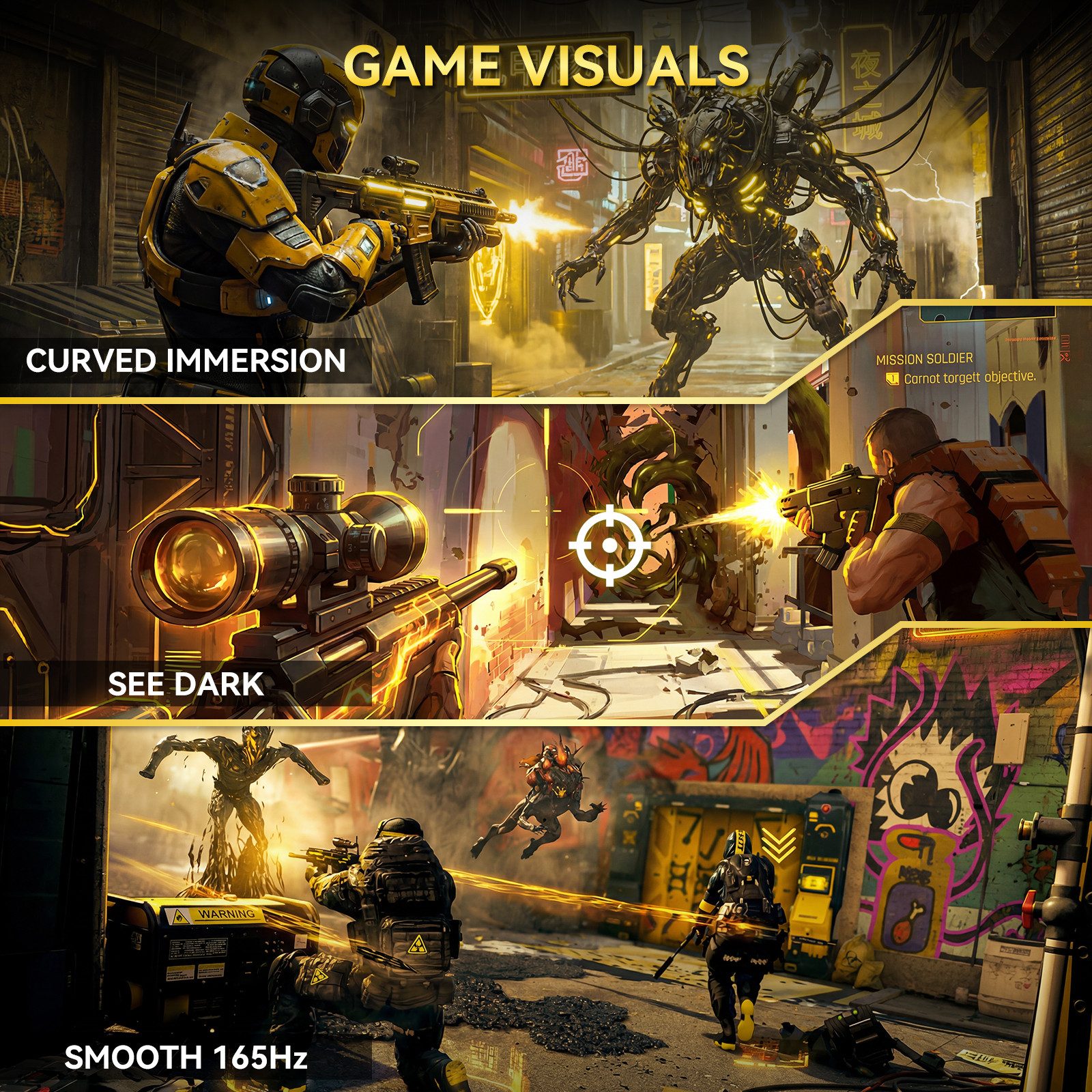 Great Voell 27 Zoll QHD 2K, 1800R, 165Hz, Rahmenlos Curved-Gaming-Monitor (69 cm/27 ", 2560 x 1440 px, QHD, 1 ms Reaktionszeit, 165 Hz, VA LED, HDR, FreeSync, VESA, HDMI & DP, 1440px, 165Hz, 2K)