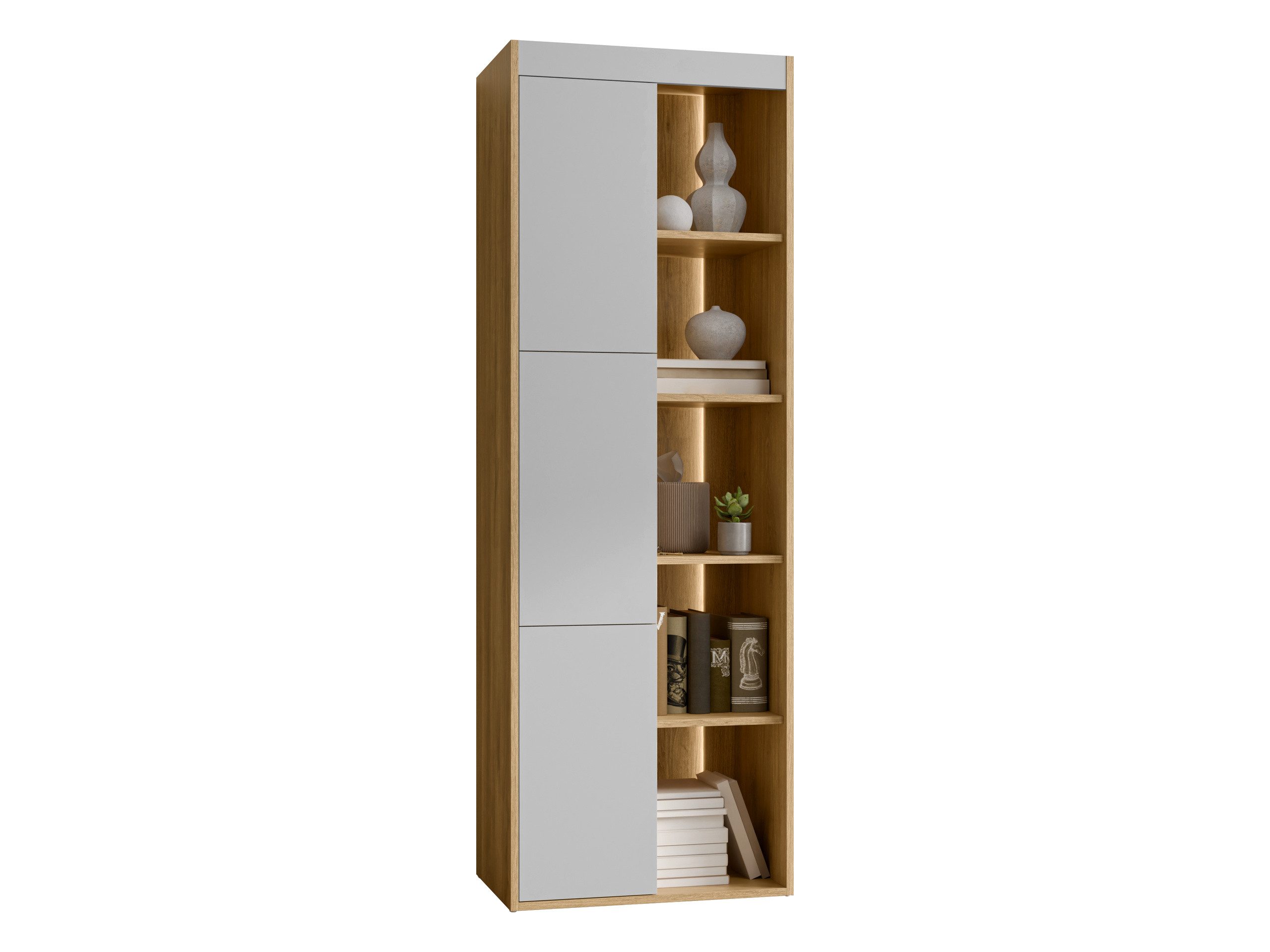 MIRJAN24 Vitrine Fiore 60 3D (mit drei Drehtüren) Warmweißer LED-Beleuchtung, 60x39x176 cm