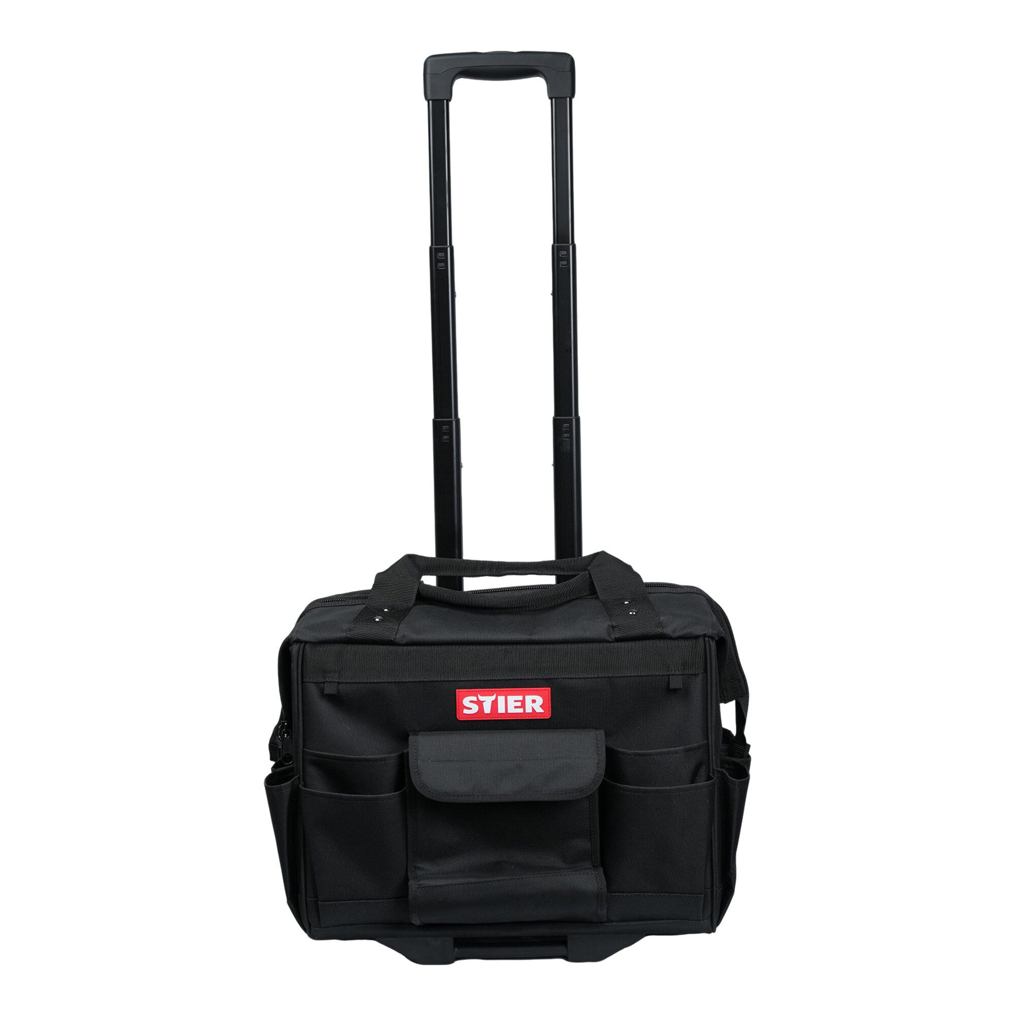 Stier Werkzeugtrolley STIER Werkzeugtrolley Premium+ leer Werkzeugkoffer schwarz 19 Fächer r