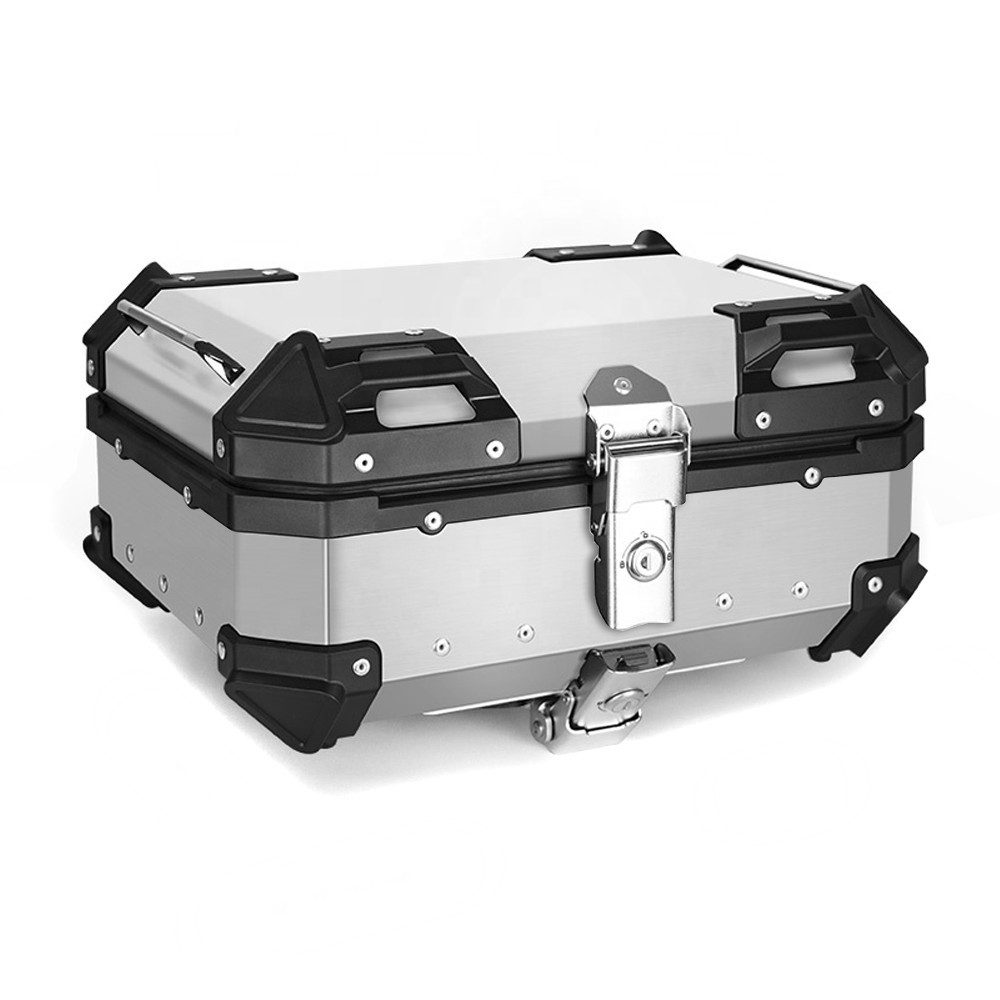 Bagtecs Topcase Motorrad Alu Top Case # XB22 22 Liter silber + Rückenpolster Alu Topca